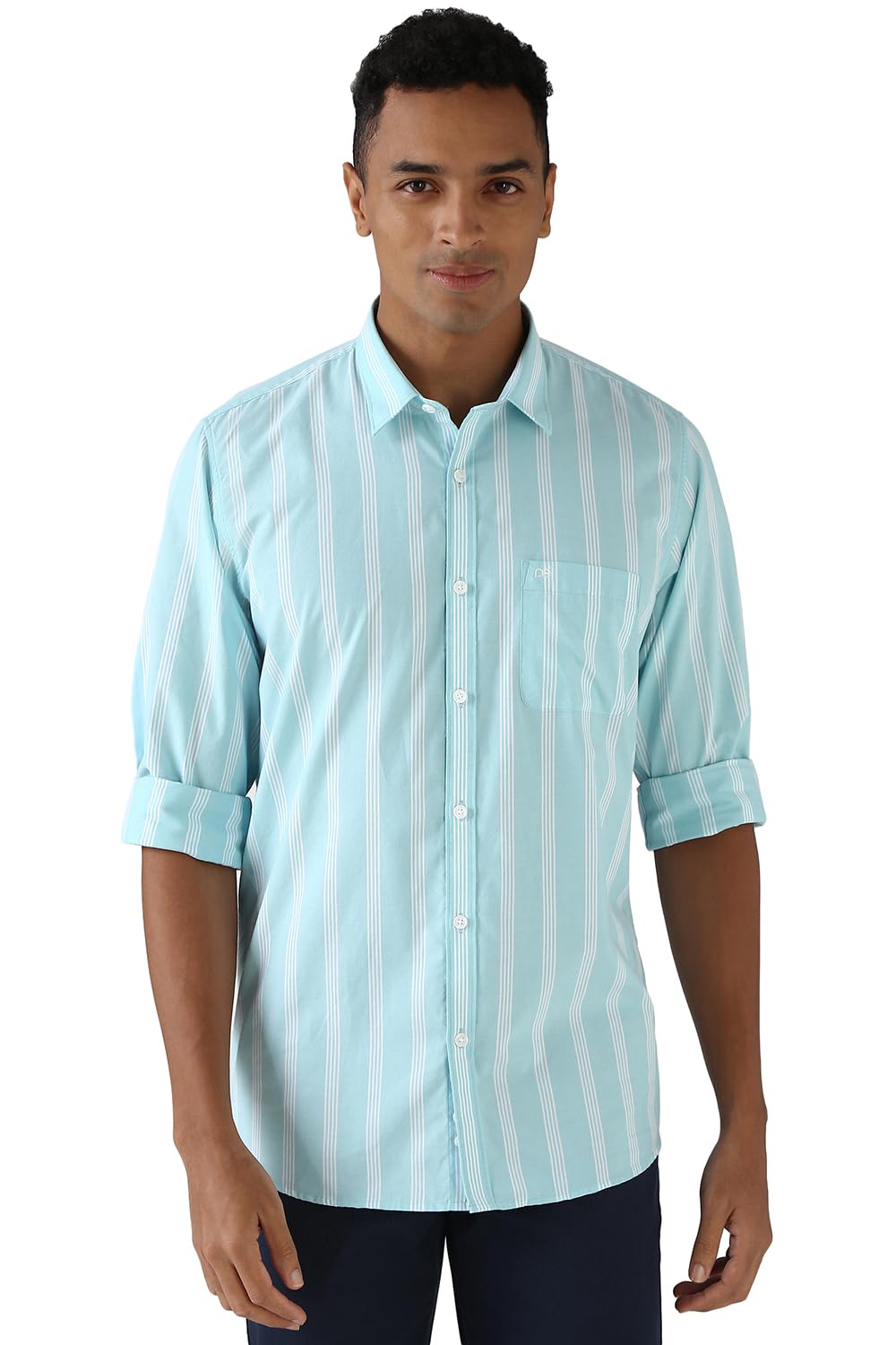Peter England Men Cotton Slim Fit Stripe Shirt