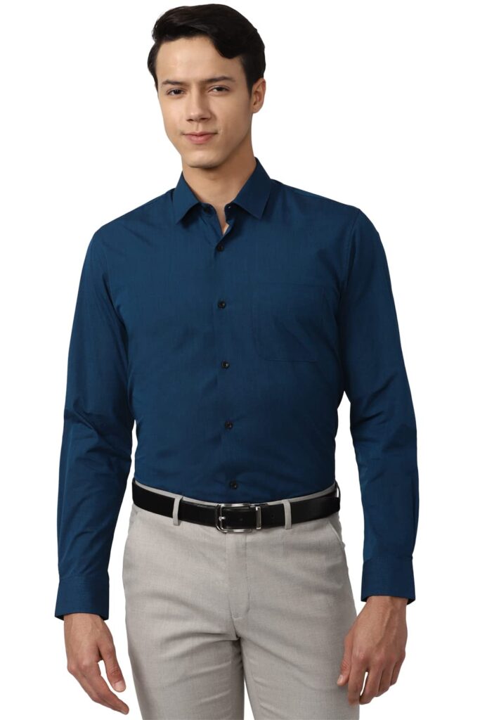Peter England Men’s Everyday Solid Slim Fit Full Sleeve Formal Shirt | Cotton-Rich