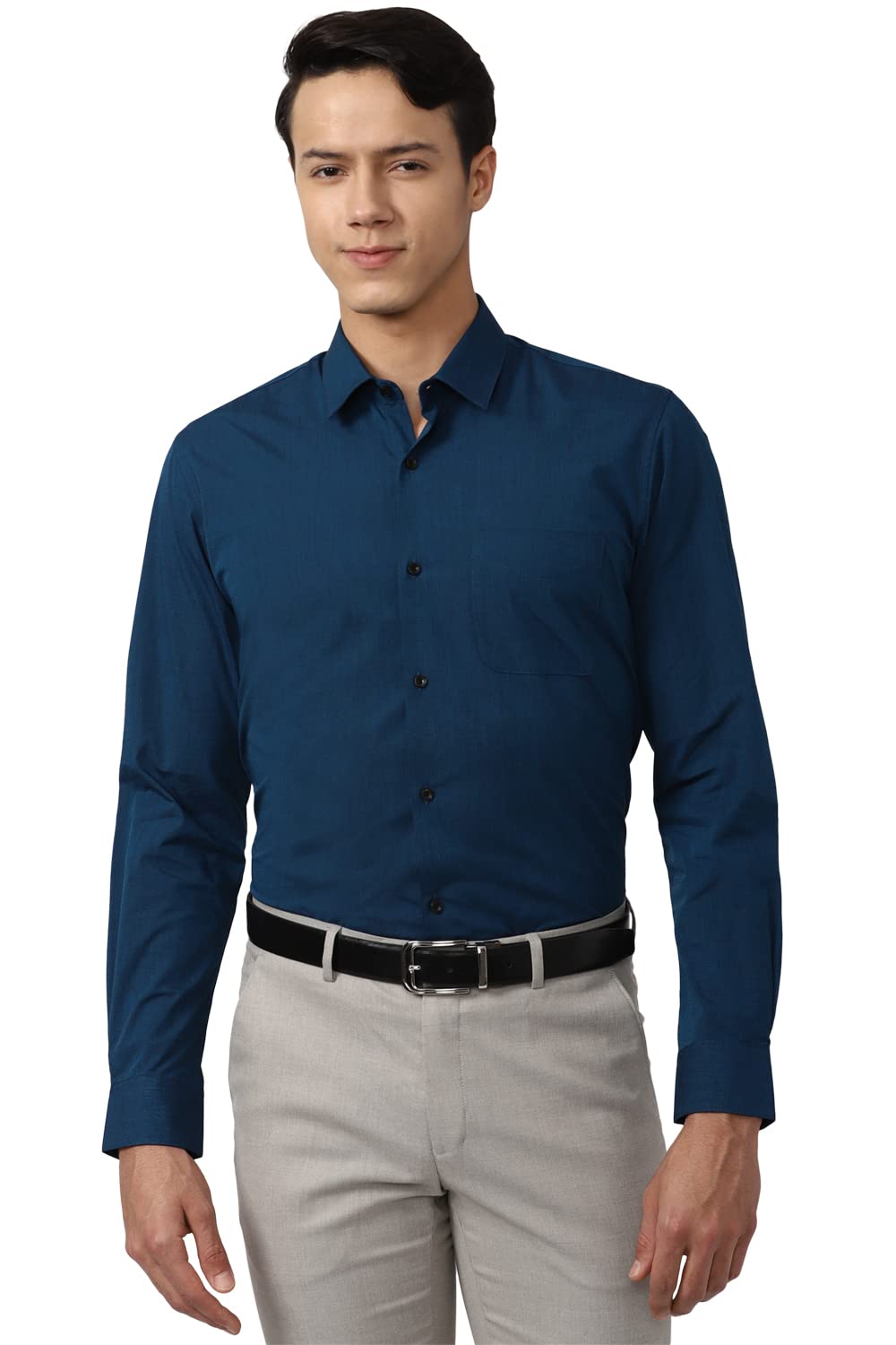 Peter England Men’s Everyday Solid Slim Fit Full Sleeve Formal Shirt | Cotton-Rich