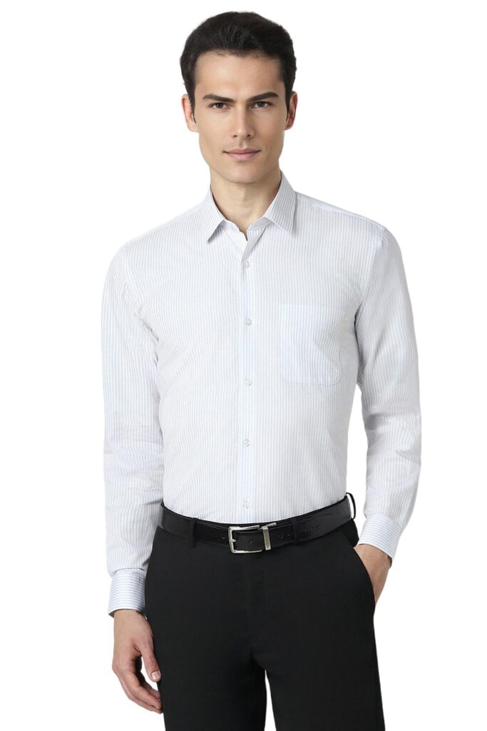 Peter England Men’s Regular Fit Full Sleeve Striped Formal Shirt | Cotton Rich | Wonder Fabric | Premium Dobby Weave Peter England Men’s Regular Fit Full Sleeve Striped Formal Shirt | Cotton Rich | Wonder Fabric | Premium Dobby Weave