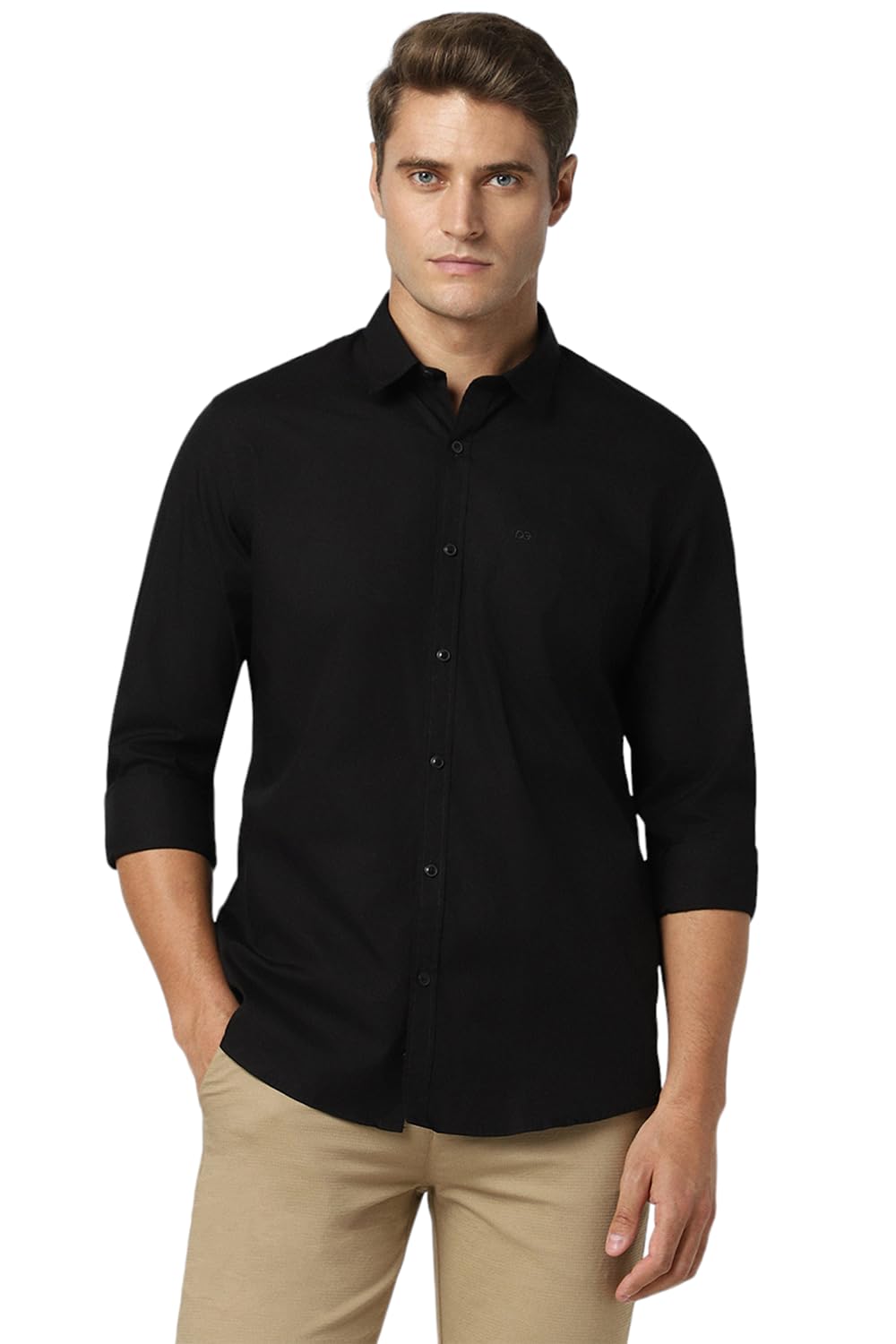 Peter England Men’s Solid Slim Fit Full Sleeve Casual Shirt| 100% Cotton