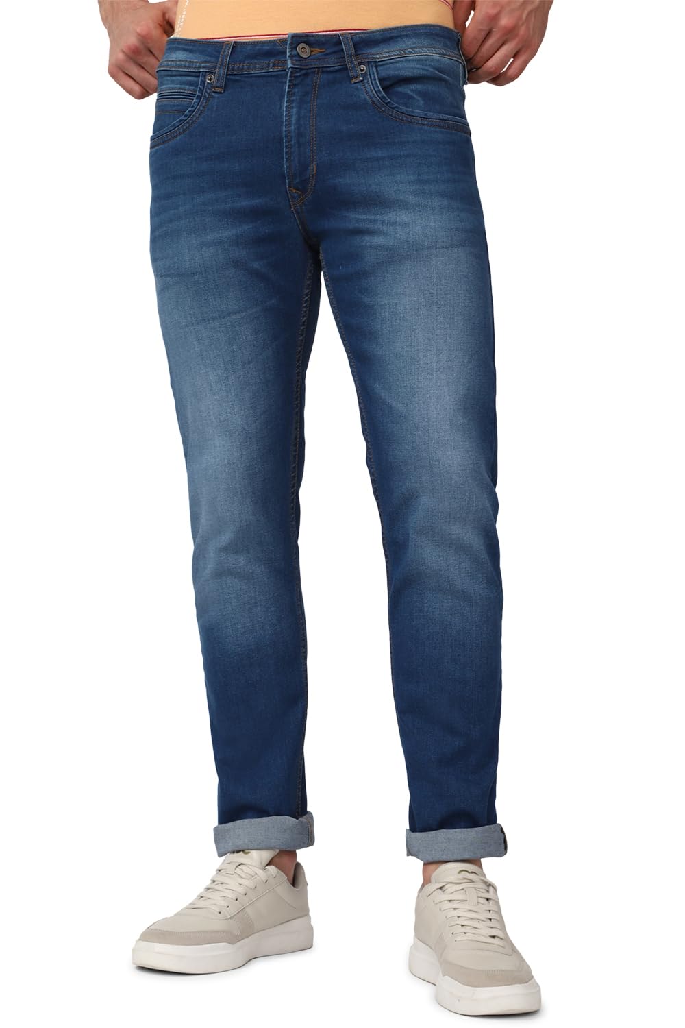 Peter England Men’s Tapered Fit Mid Rise Jeans