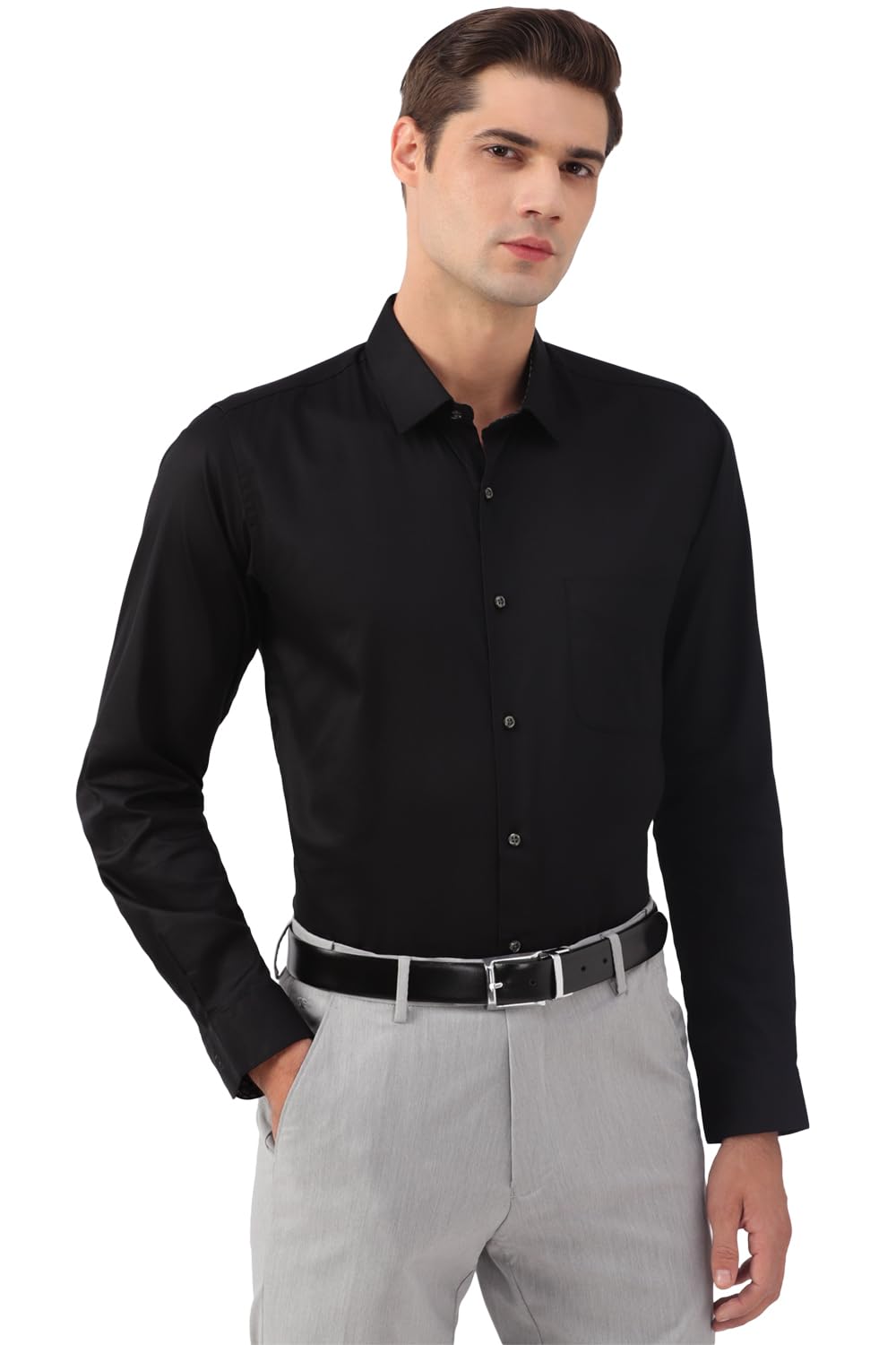 Peter England Premium 100% Cotton Solid Slim Fit Full Sleeve Party Shirt
