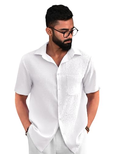 Pinkmint Popcorn Shirt for Men ll Textured Shirts for Men ll Stylish Half Sleeve Shirt ll Goa Wear ll Regular Fit Shirt