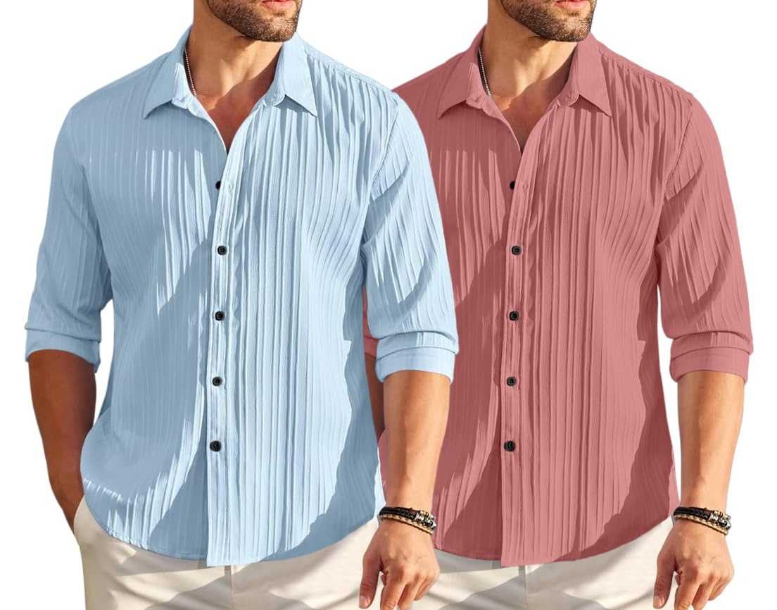 ROYALSCOUT Men’s Casual Button Down Shirts Long Sleeves Perfect for Smart Workwear, Relaxed Outings, or Formal Occasions