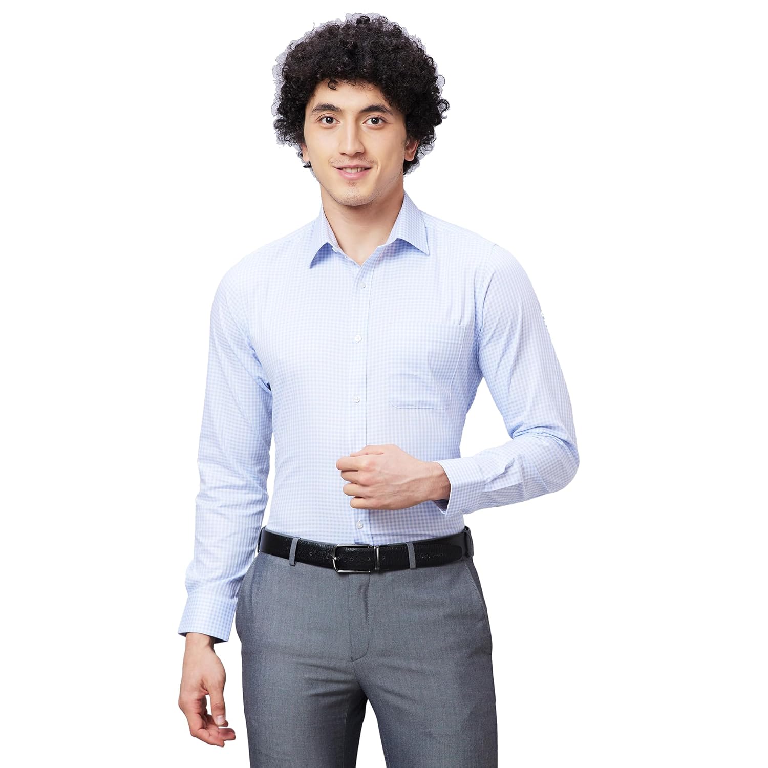 Raymond Men Slim Fit Structure Pattern Pure Cotton Semi Cutaway Collar Full Sleeve Formal Shirt