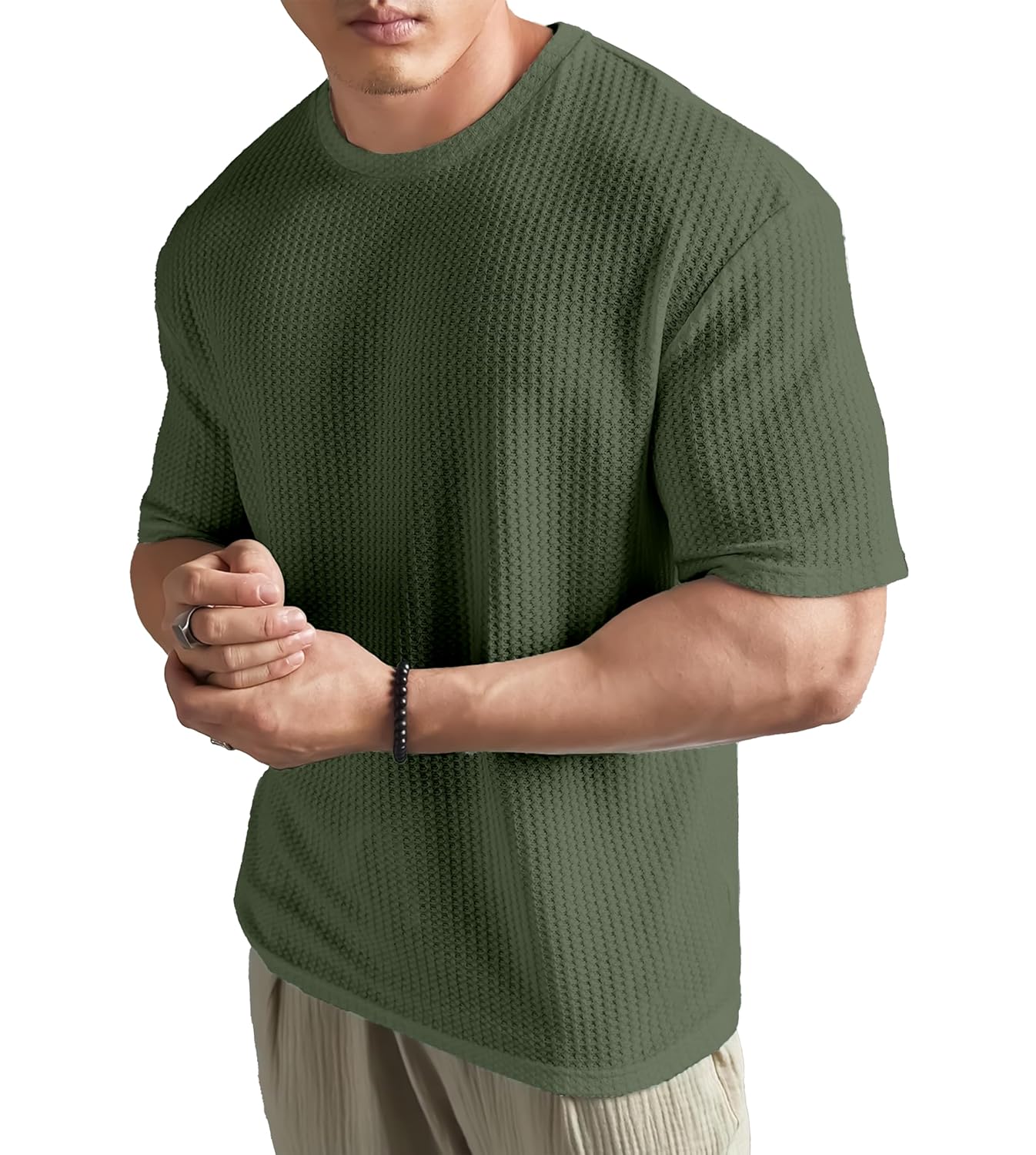 SHODOX Mens Solid Dotted Unique Design Oversized Tshirt for Men – Round Neck Loose Fit Drop Shoulder Mens T-Shirt