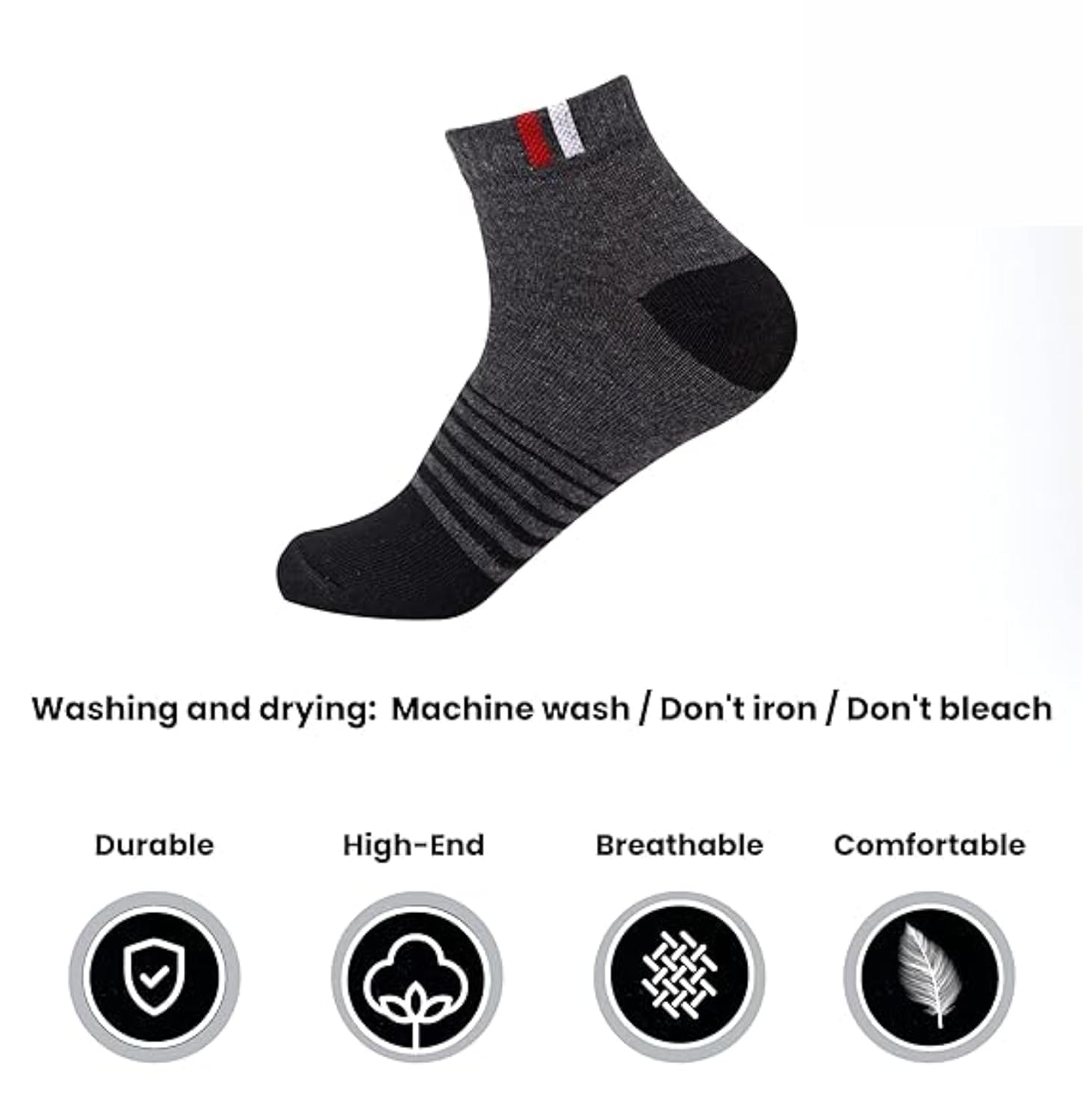 SJeware 5 Pairs Stripped Ankle Length Socks for Men & Women, Multicolor, Pack of 5, Free Size