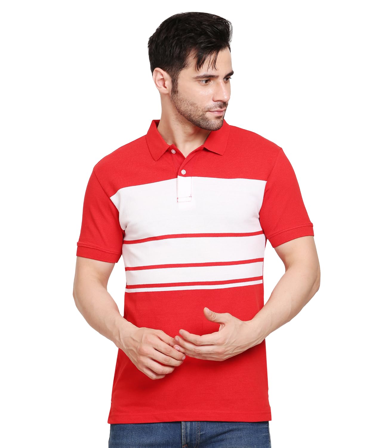 Scott International Men’s Rich Cotton Regular Fit Striper Polo T-Shirt, Collar Shirt for Men, Cotton Polo