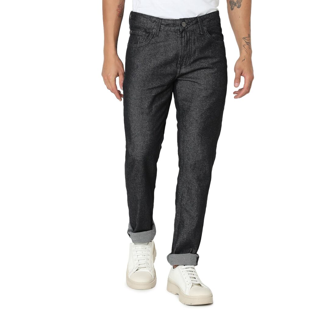 Spykar Men Black Regular Fit Mid-Rise Casual Jeans