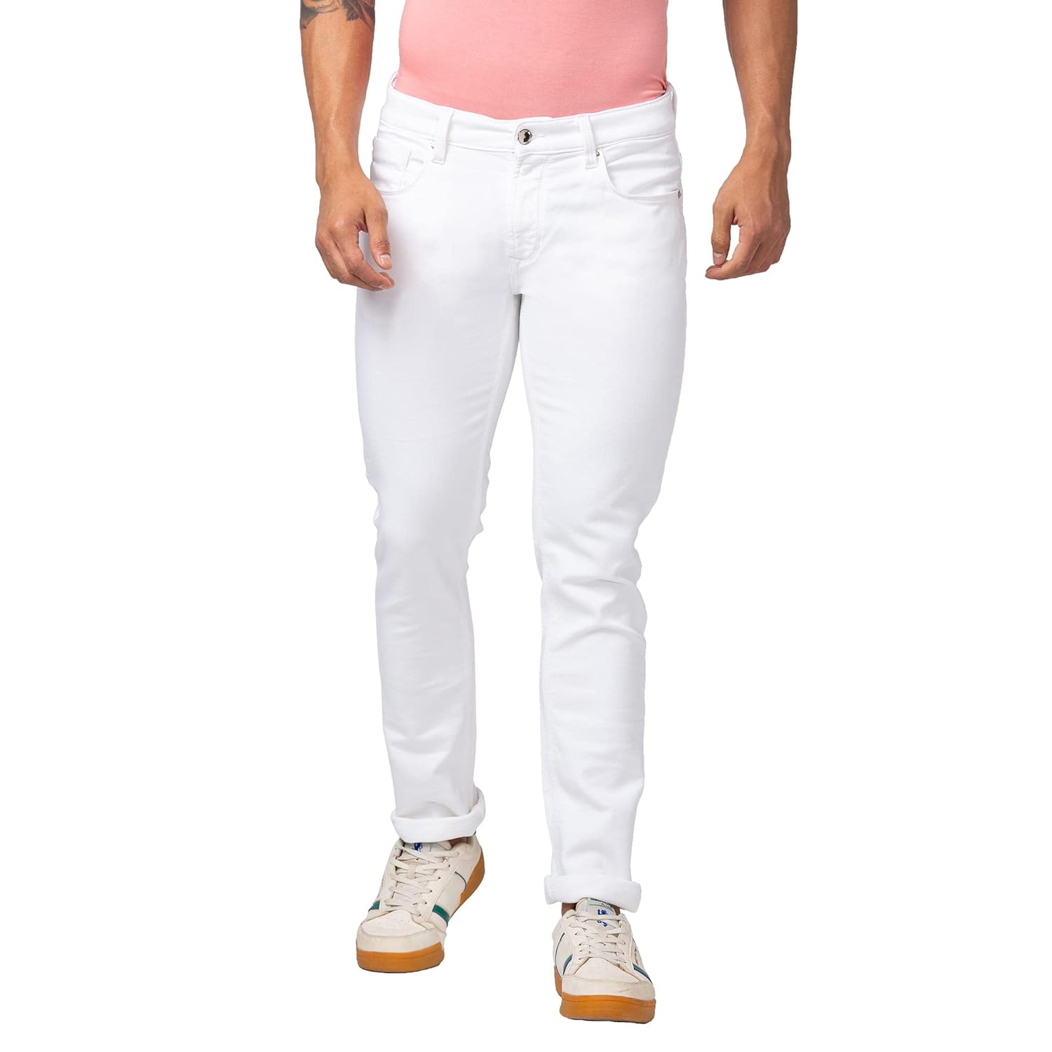 Spykar Men White Cotton Stretch Regular Fit Narrow Length Jeans (Rover) Spykar Men White Cotton Stretch Regular Fit Narrow Length Jeans (Rover)