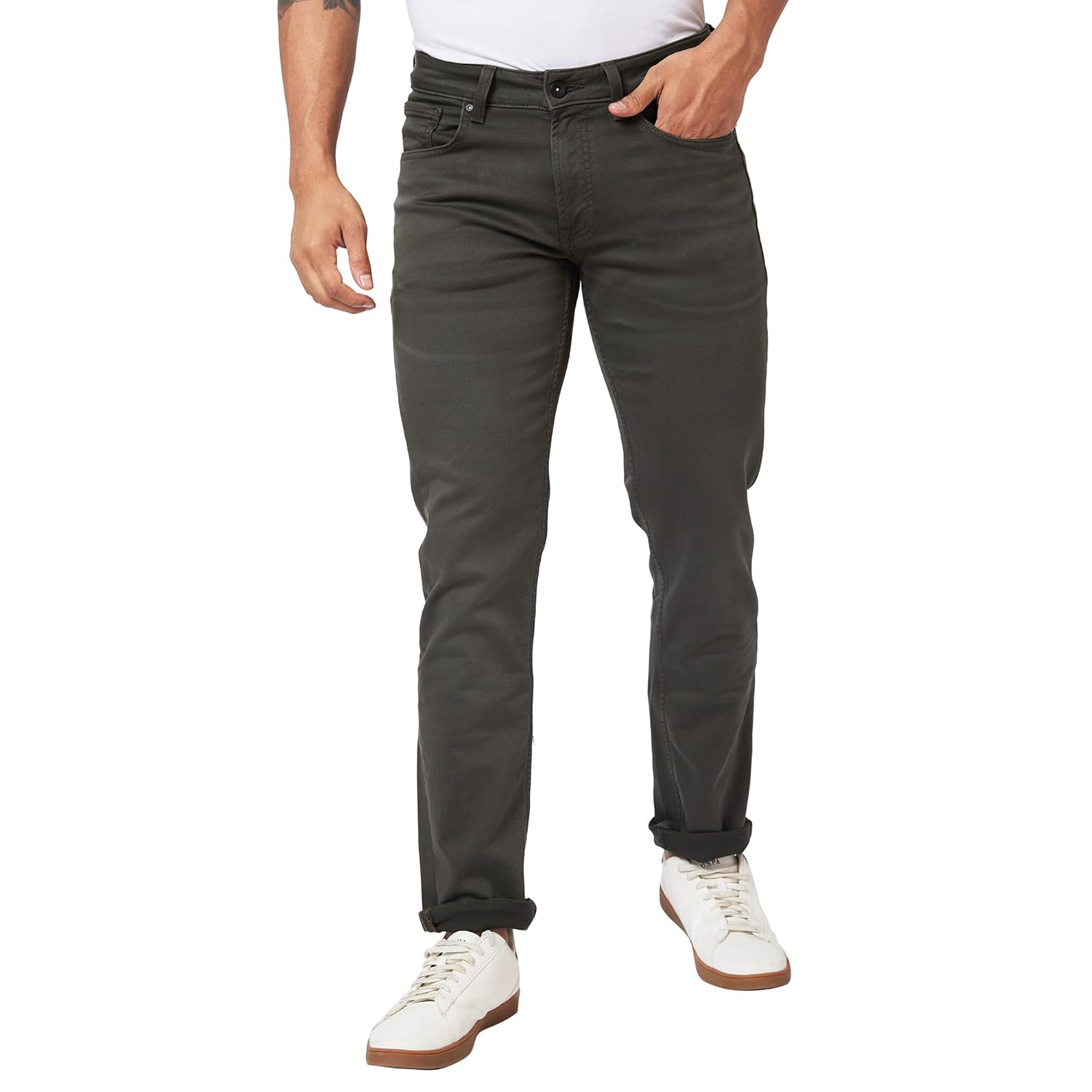 Spykar Mid Rise Regular Fit Narrow Length Blue Jeans for Men