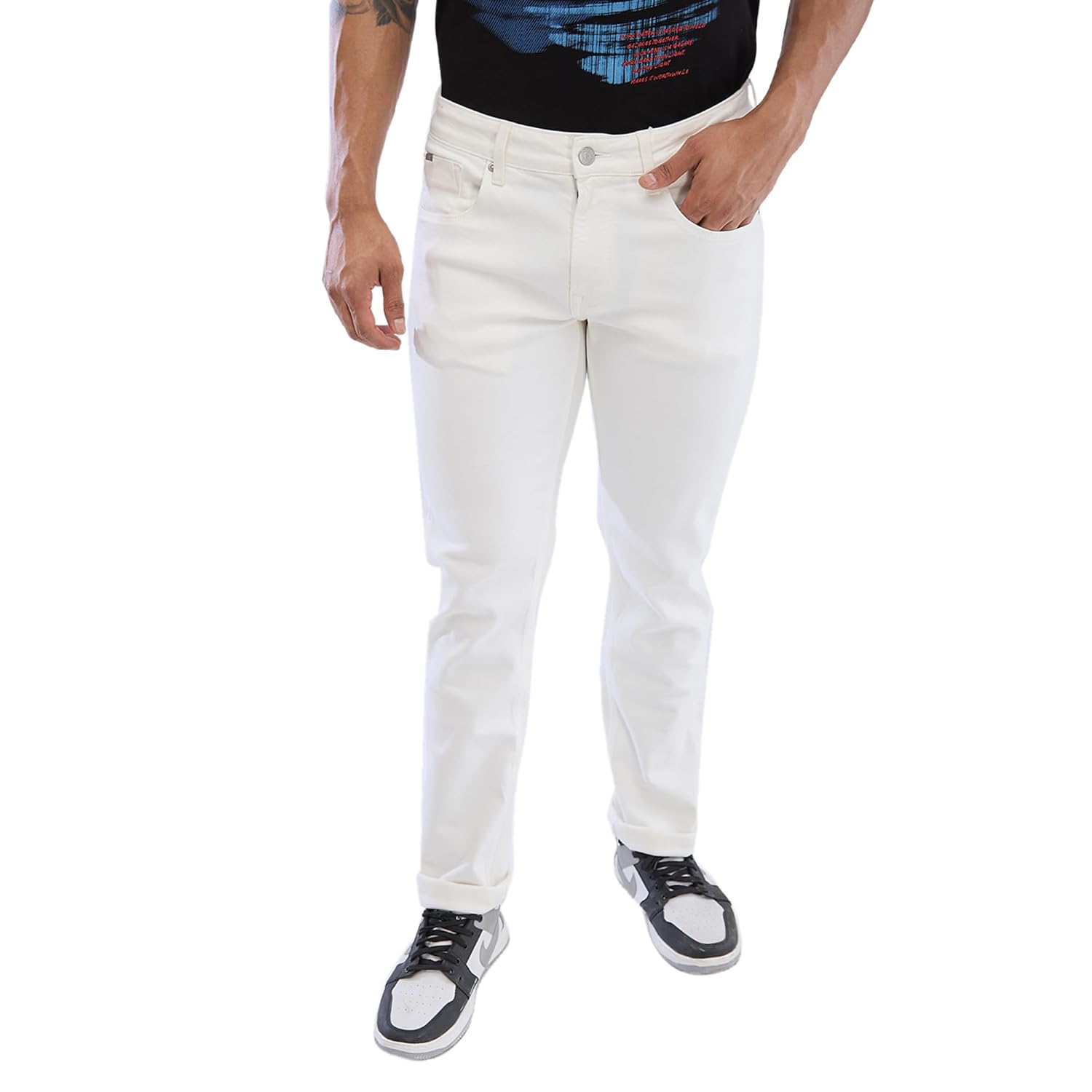 Spykar White Regular Fit Mid Rise Jeans for Men Spykar White Regular Fit Mid Rise Jeans for Men