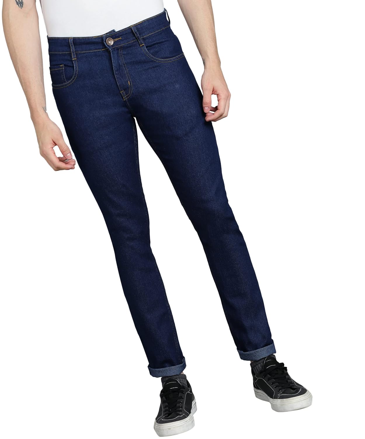 Supernova Inc. Men’s Navy Blue Regular Fit Solid Jeans Stretchable
