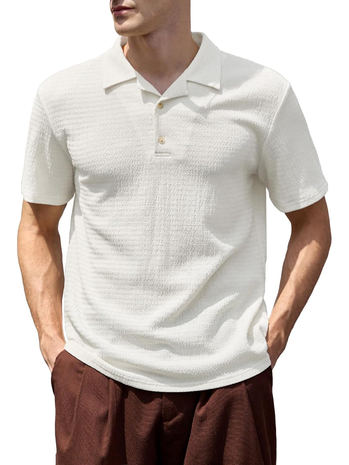 TAGDO Men’s Popcorn Fabric Polo T-Shirt (2022)
