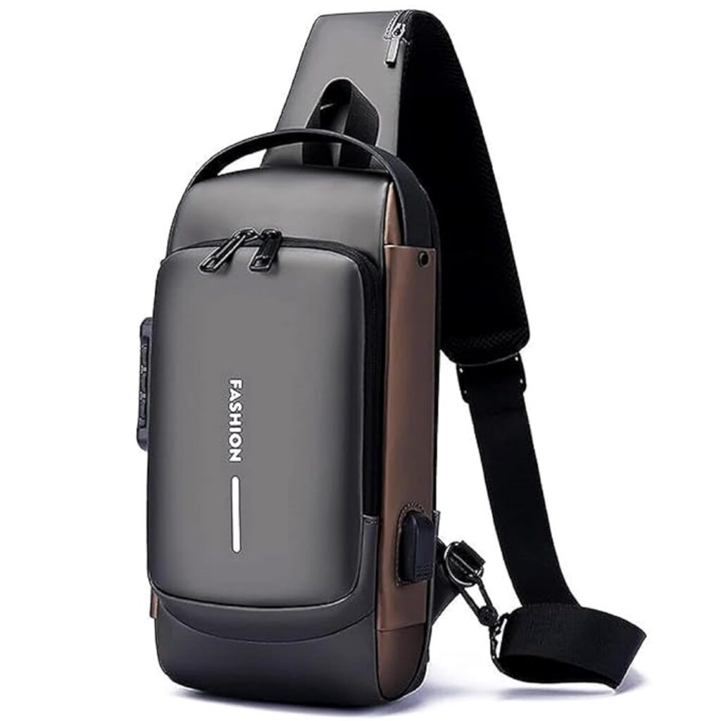 TRIVESH Crossbody Sling Bag For Men Women, Anti-Theft Fashion Chest Bag with USB Charging Port, Messenger Bags, Waterproof Casual Shoulder Bag