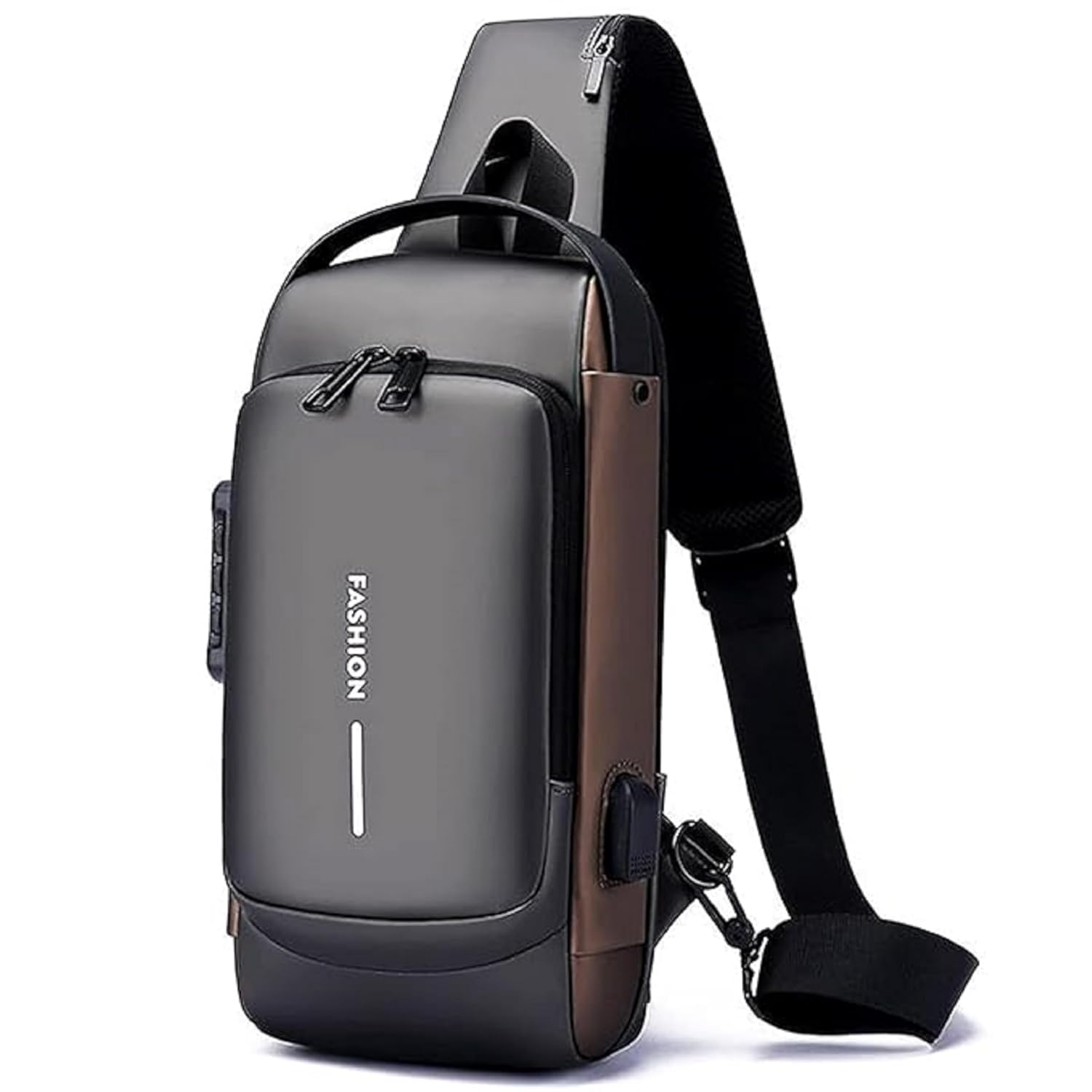 TRIVESH Crossbody Sling Bag For Men Women, Anti-Theft Fashion Chest Bag with USB Charging Port, Messenger Bags, Waterproof Casual Shoulder Bag