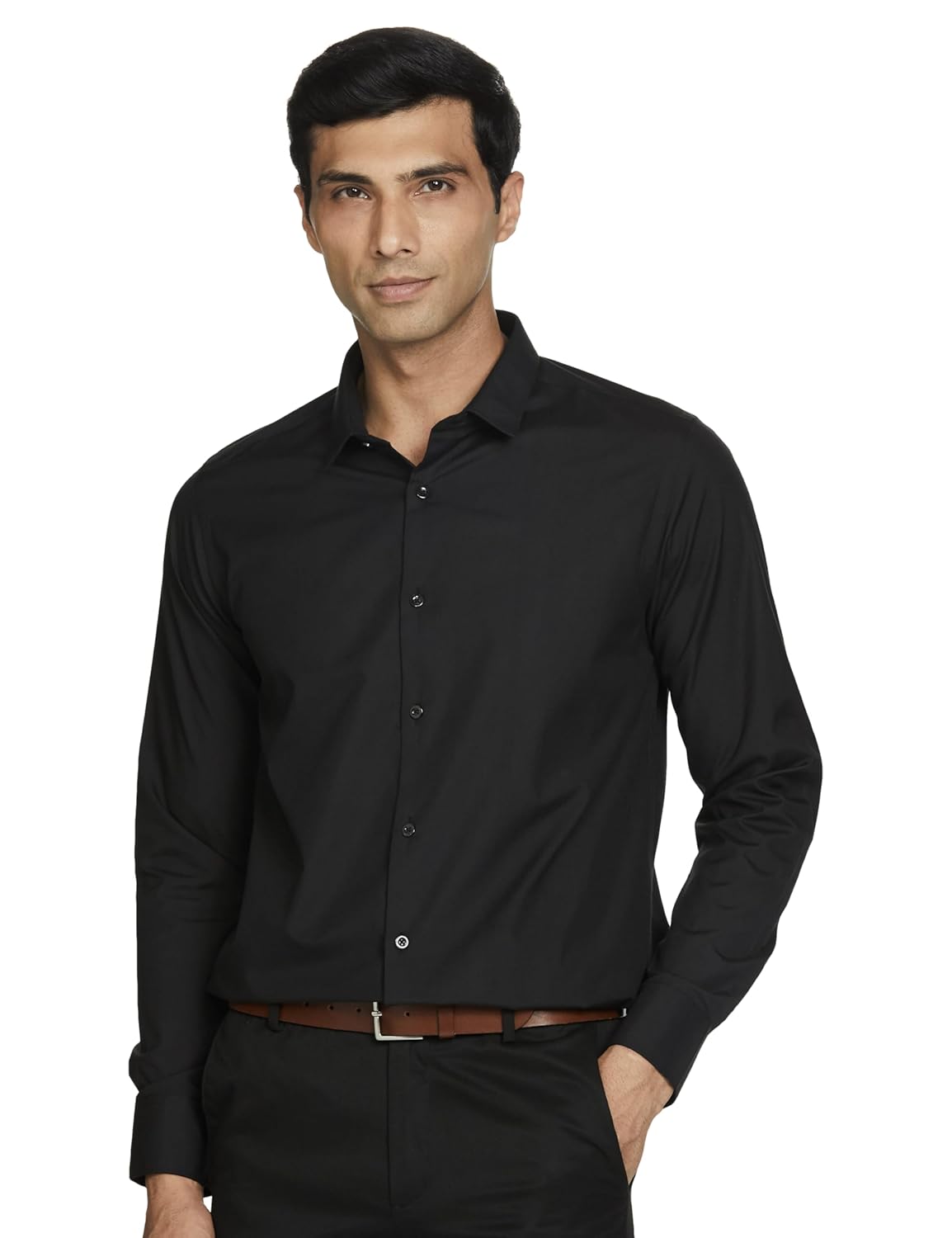 The Indian Garage Co Men Slim Fit Solid Full Sleeves Cutaway Collar Formal Shirt The Indian Garage Co Men Slim Fit Solid Full Sleeves Cutaway Collar Formal Shirt