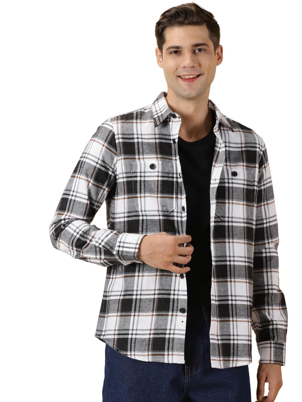 Thomas Scott Men’s | Checks | Full Sleeve | Regular Fit | 100% Cotton | Double Pocket | Spread Collar | Casual Shirt