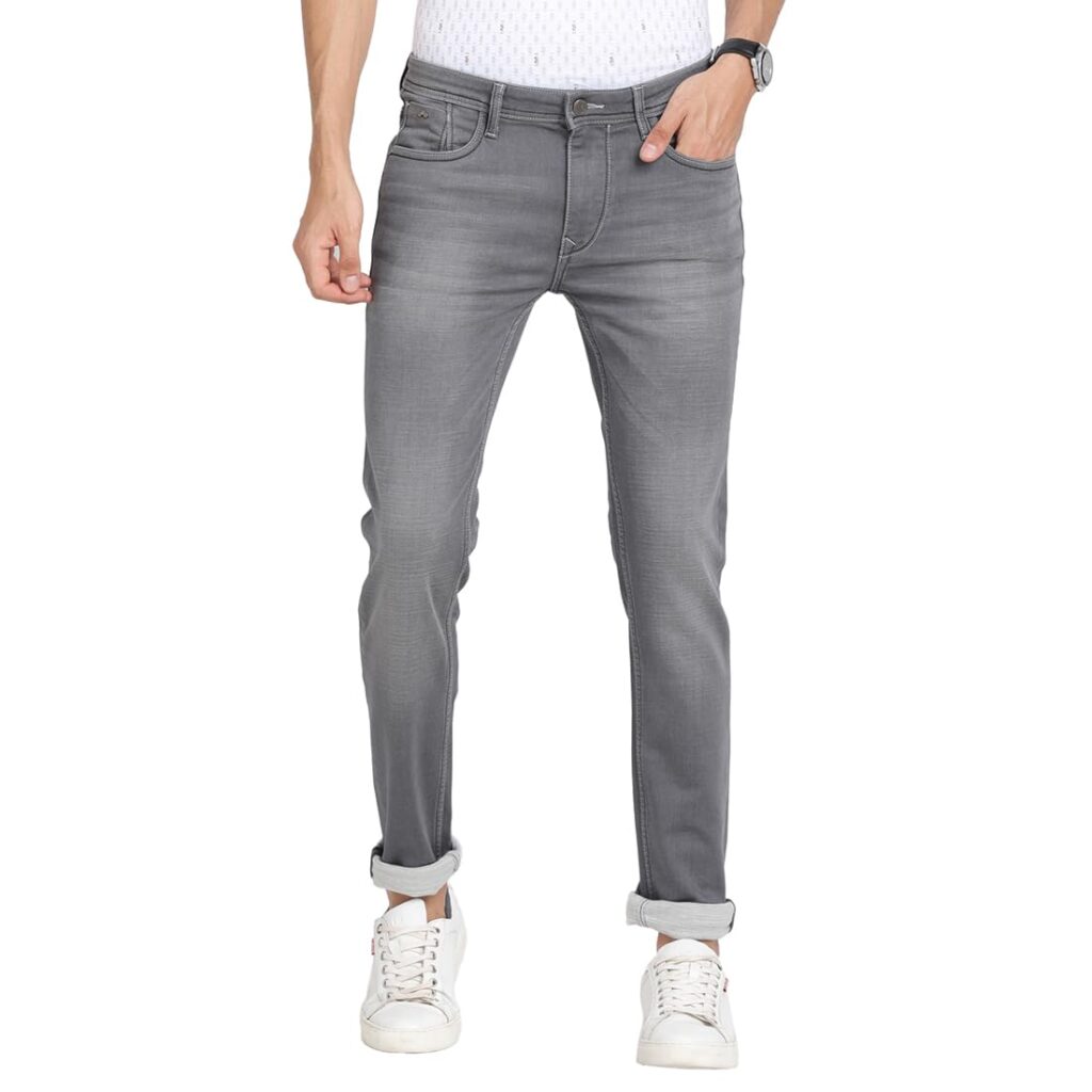 Turtle Men Cotton Stretch Narrow Fit Flat Front Grey Jeans