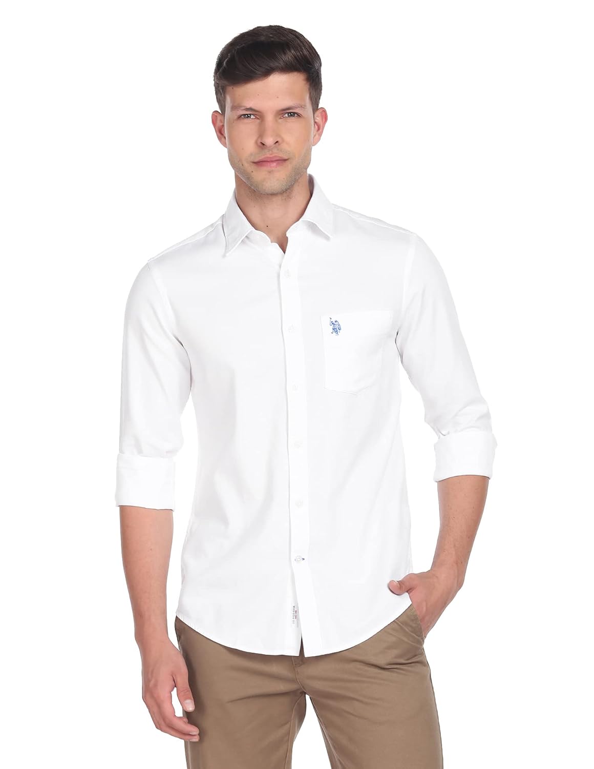 U.S. POLO ASSN. Men Cotton Regular Fit Solid Dobby Casual Shirt