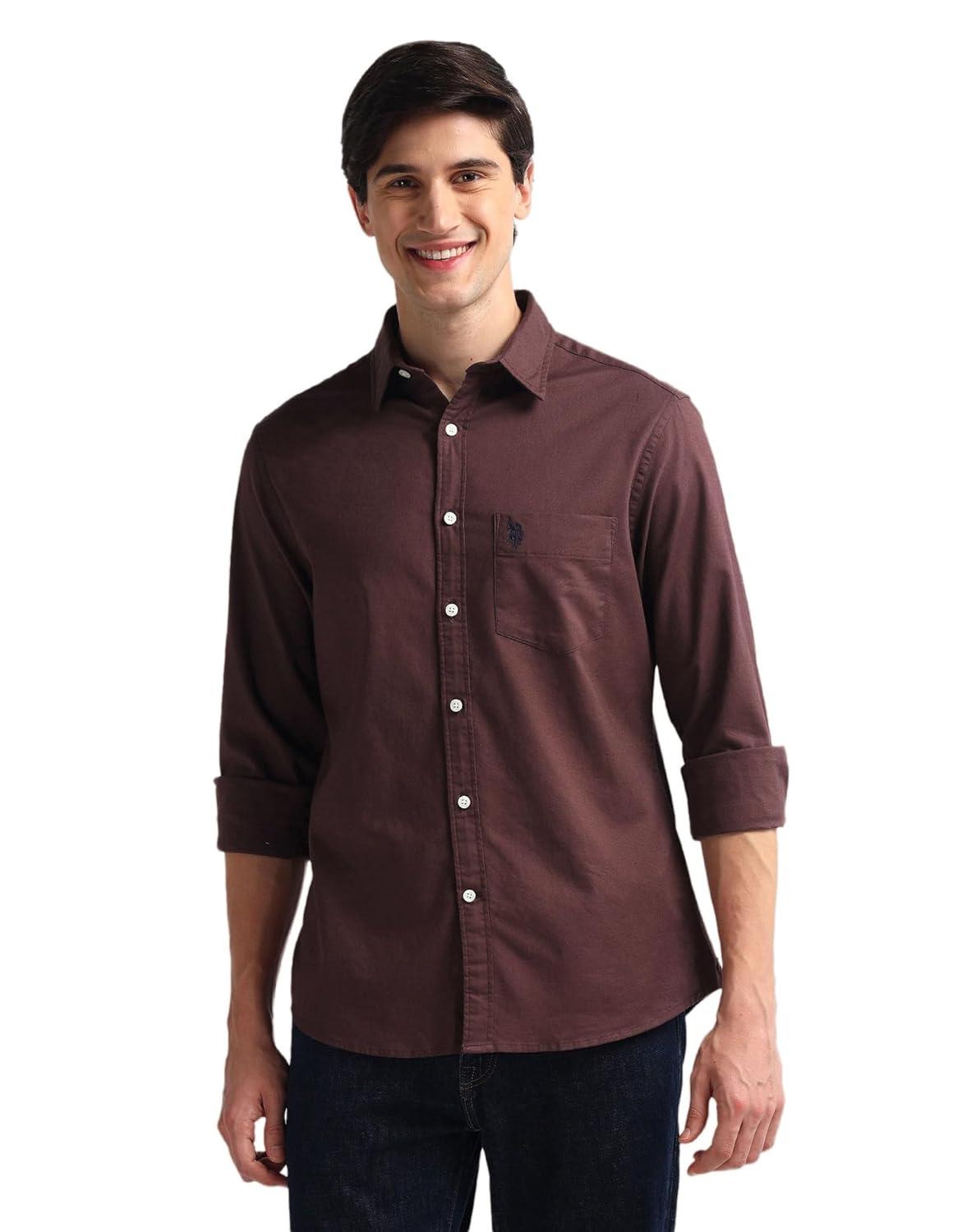 U.S. POLO ASSN. Men’s Solid Cotton Dobby Tailored Fit Shirt