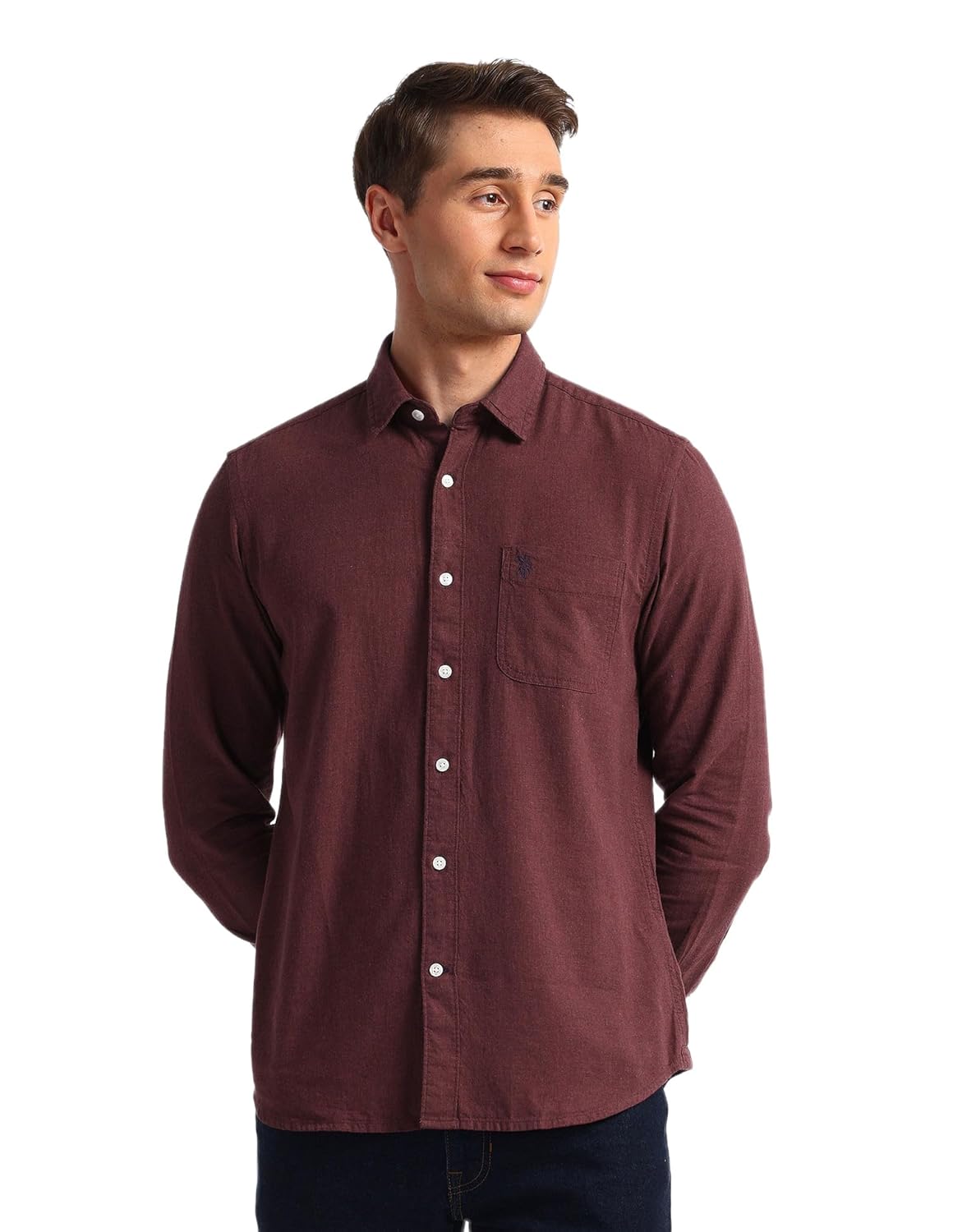 U.S. POLO ASSN. Men’s Solid Pure Cotton Slim Fit Shirt
