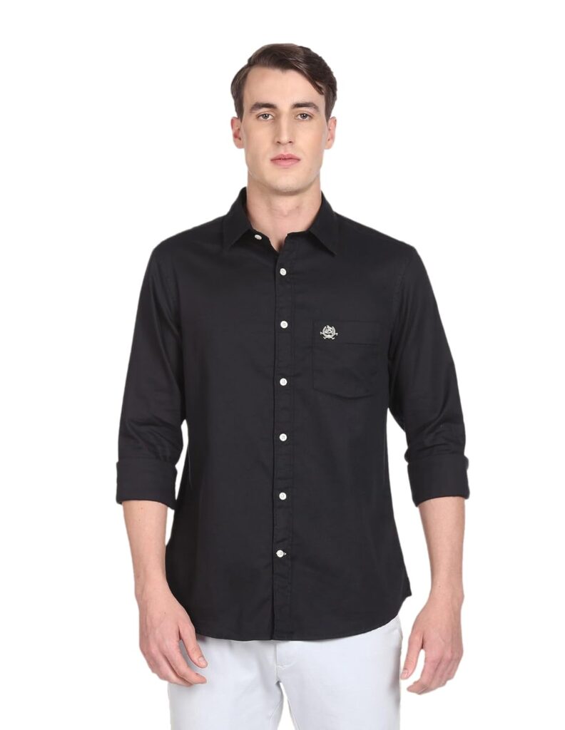 U.S. POLO ASSN. Men’s Solid Spread Collar Premium Cotton Dobby Tailored Fit Shirt