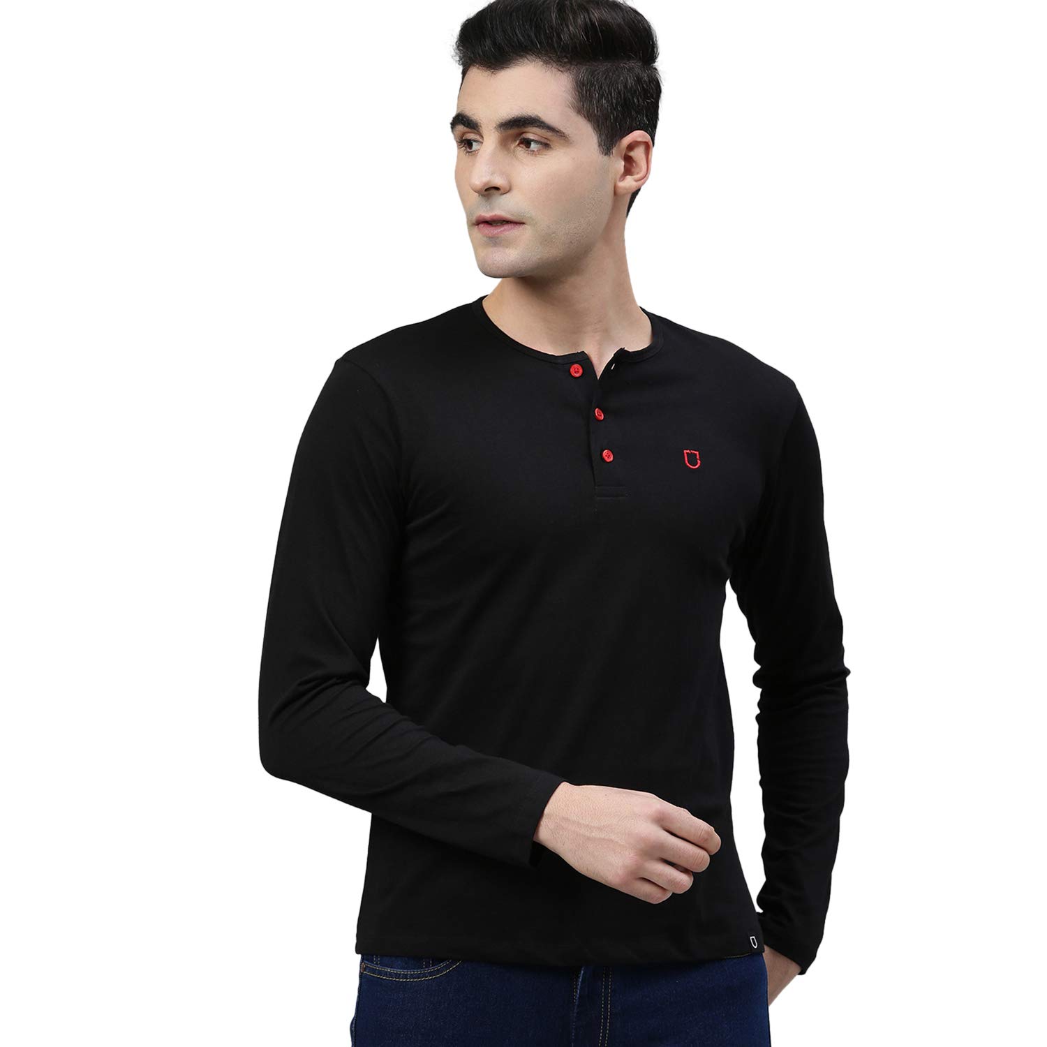 Urbano Fashion Men’s Solid Henley Neck Slim Fit Full Sleeve Cotton T-Shirt