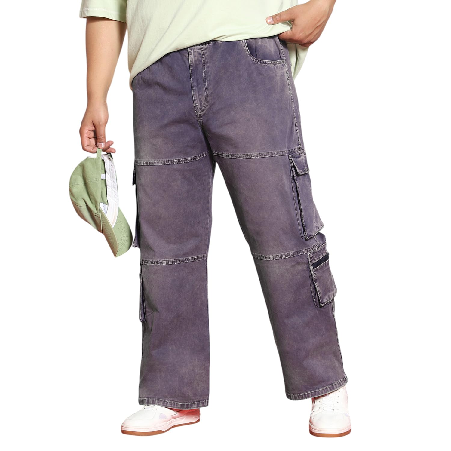 Urbano Plus Men’s Loose Baggy Fit Travel Cargo Jeans with 8 Pockets Stretchable