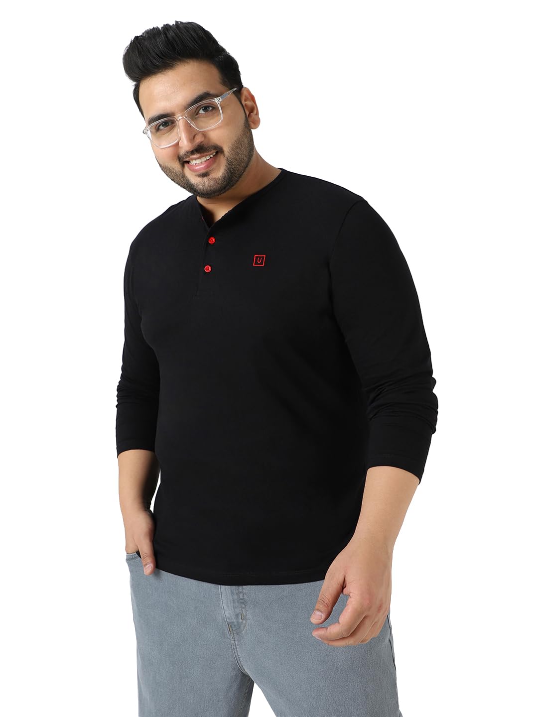 Urbano Plus Men’s Solid Henley Neck Regular Fit Full Sleeve Cotton T-Shirt