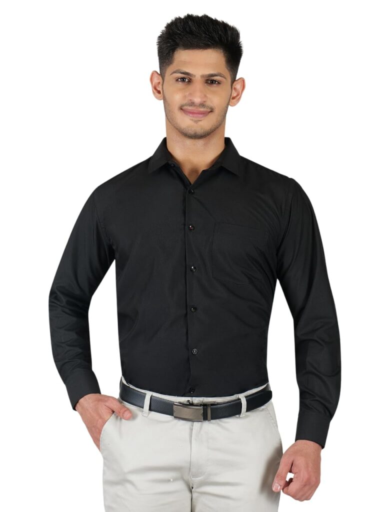 YOUNG & FORMALS by CAMBRIDGE Men’s Slim Fit Solid Formal Shirt | Full Sleeves, Spread Collar | Premium Polyester Cotton Blend | Classic Business & Office Wear