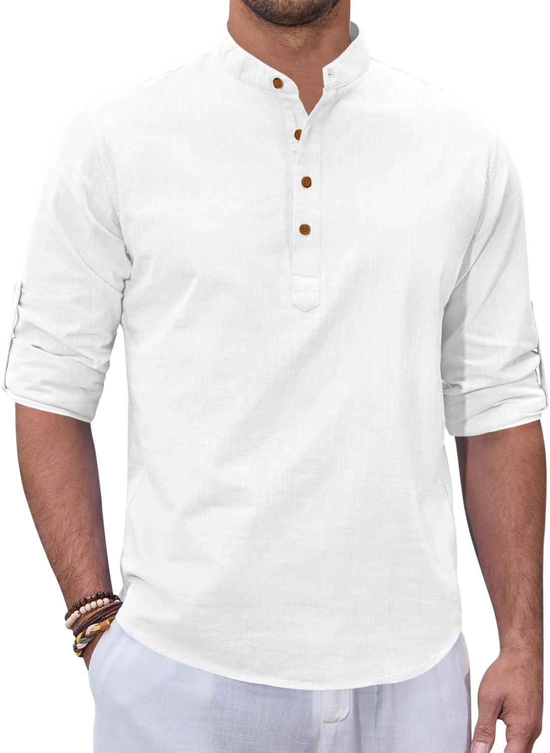 Zombom Men’s Kurta || Chinese Collar Long Sleeves || Straight Hip Length Kurtas || Short Kurta for Men || for Festival || Function || Occasion Wear Fancy Kurta for