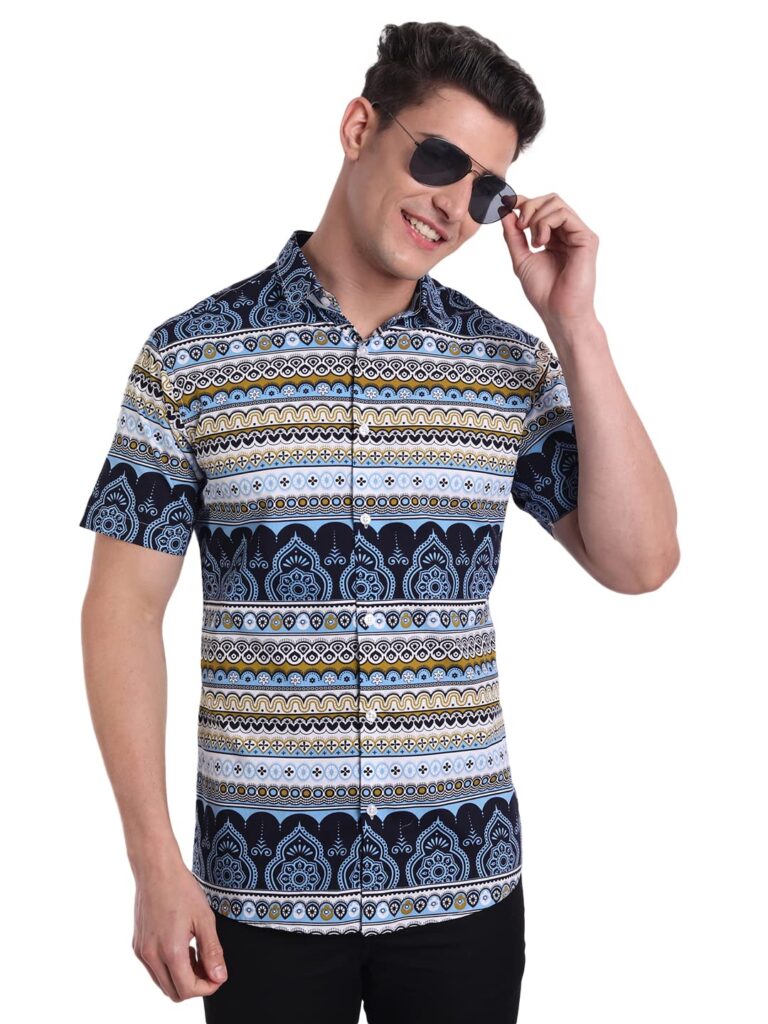 Majestic Man Slim Fit Cotton Casual Printed Shirt for Men