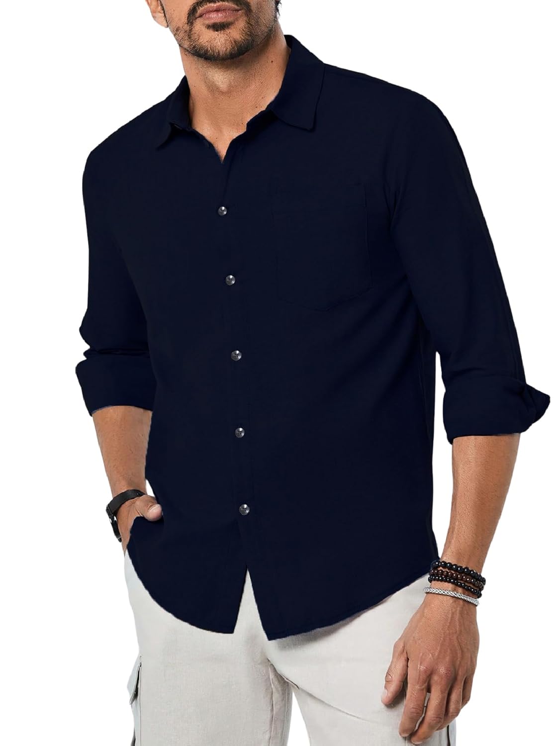 TAGDO Men’s Cotton Blend Full Sleeve Solid Shirt with Pocket (5169)