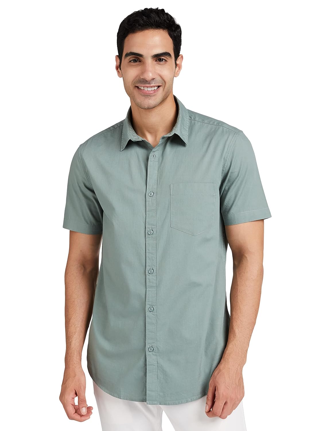 Amazon Brand – Symbol Men’s Cotton Shirt | Casual | Plain | Half Sleeve – Regular Fit (Available in Plus Size and Combo Packs)