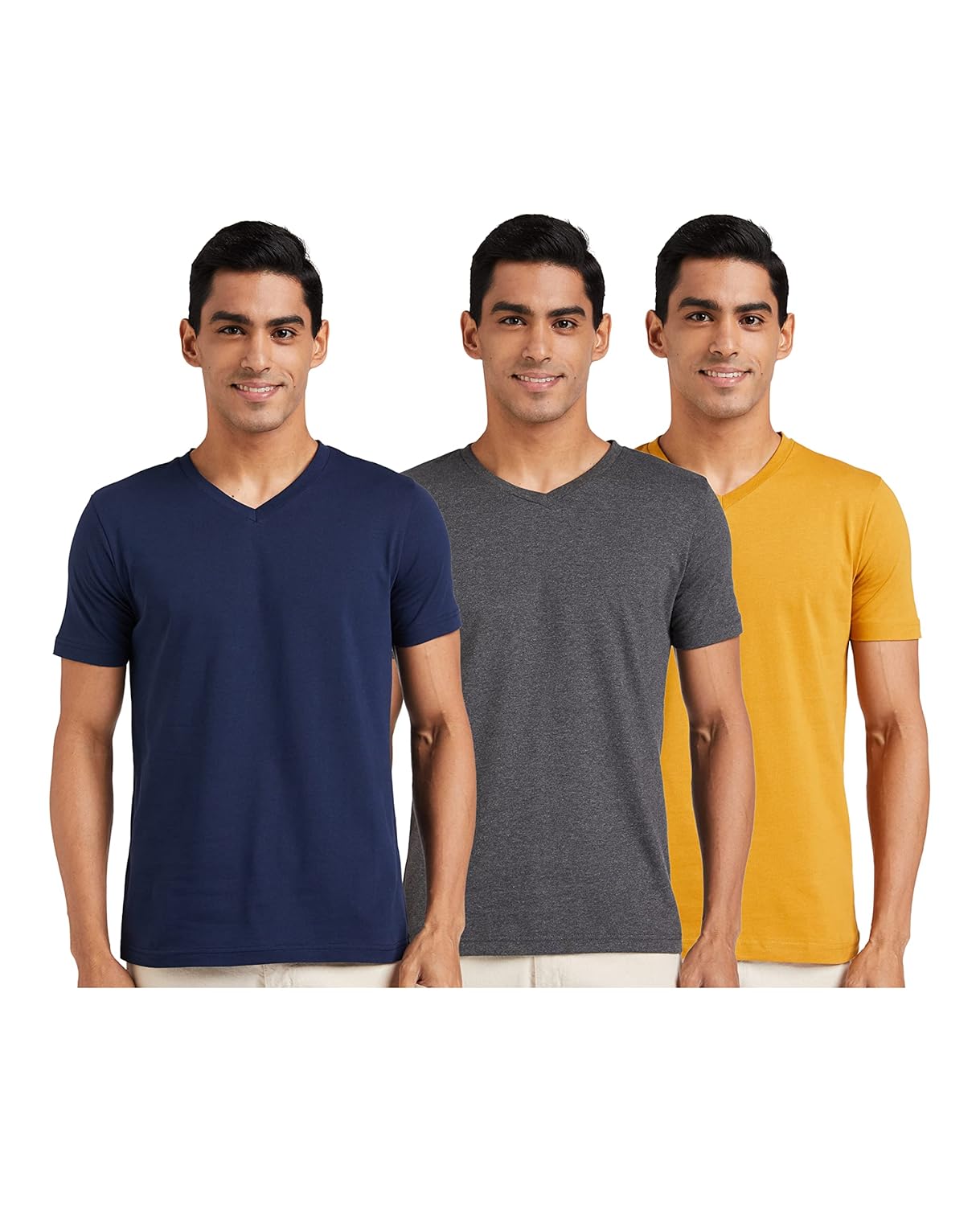Amazon Brand – Symbol Men’s Solid Cotton T Shirt | Plain | V Neck | Half Sleeve-Regular Fit | Combo Pack of 3 (Available in Plus Size)