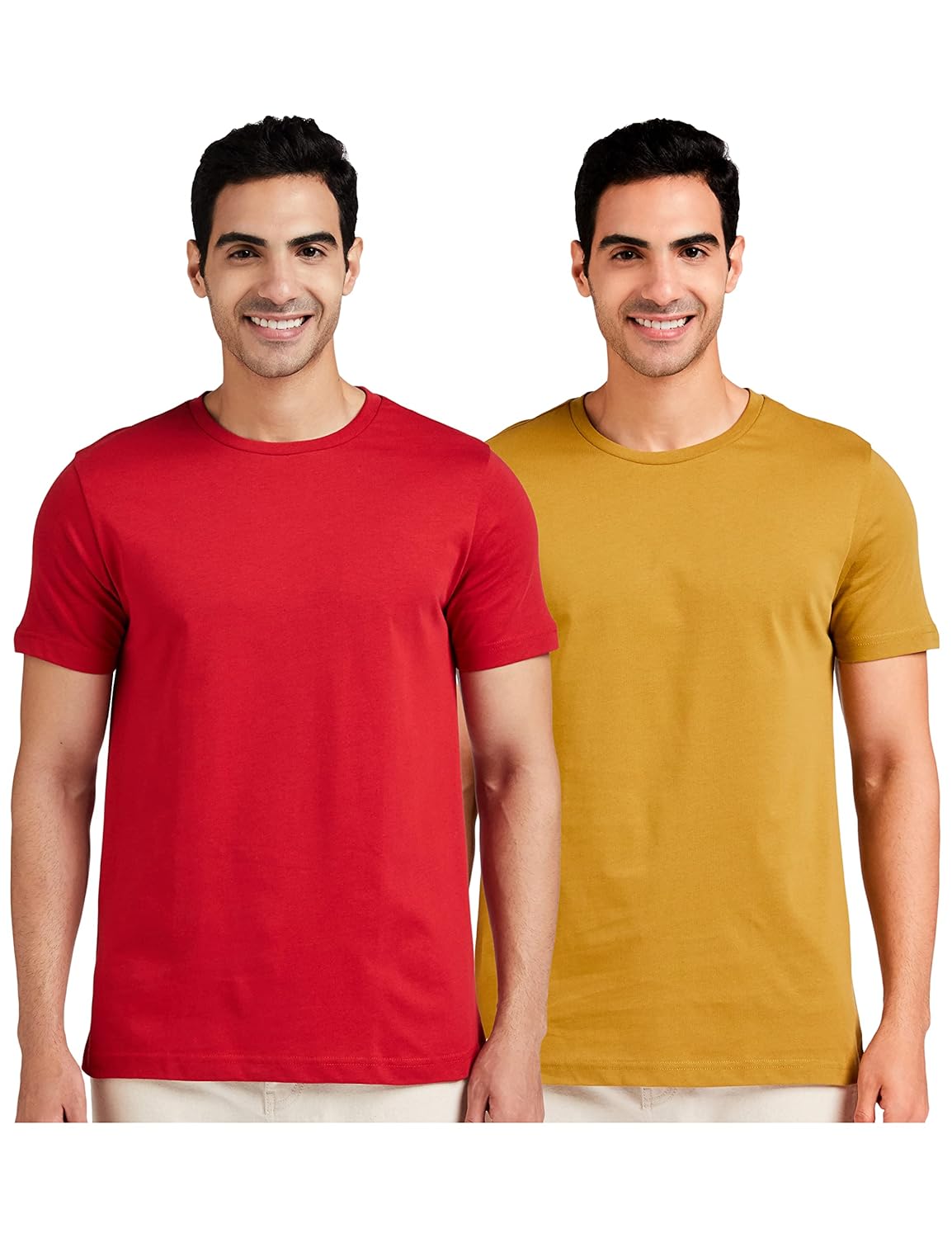 Amazon Brand – Symbol Men’s Solid Cotton T Shirt | Round Neck | Half Sleeve | Plain | Combo Pack of 2-Regular Fit (Available in Plus Size)