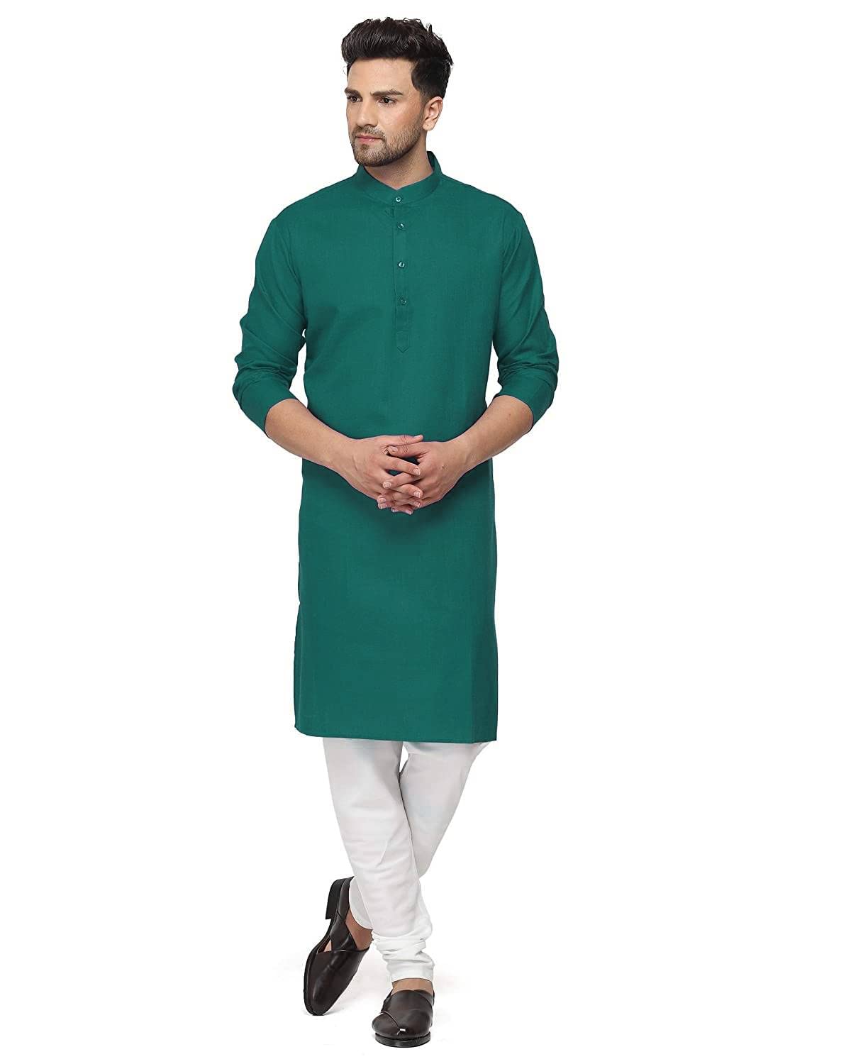Gauri Laxmi Enterprise Men’s Cotton Blend Solid Straight Kurta Only