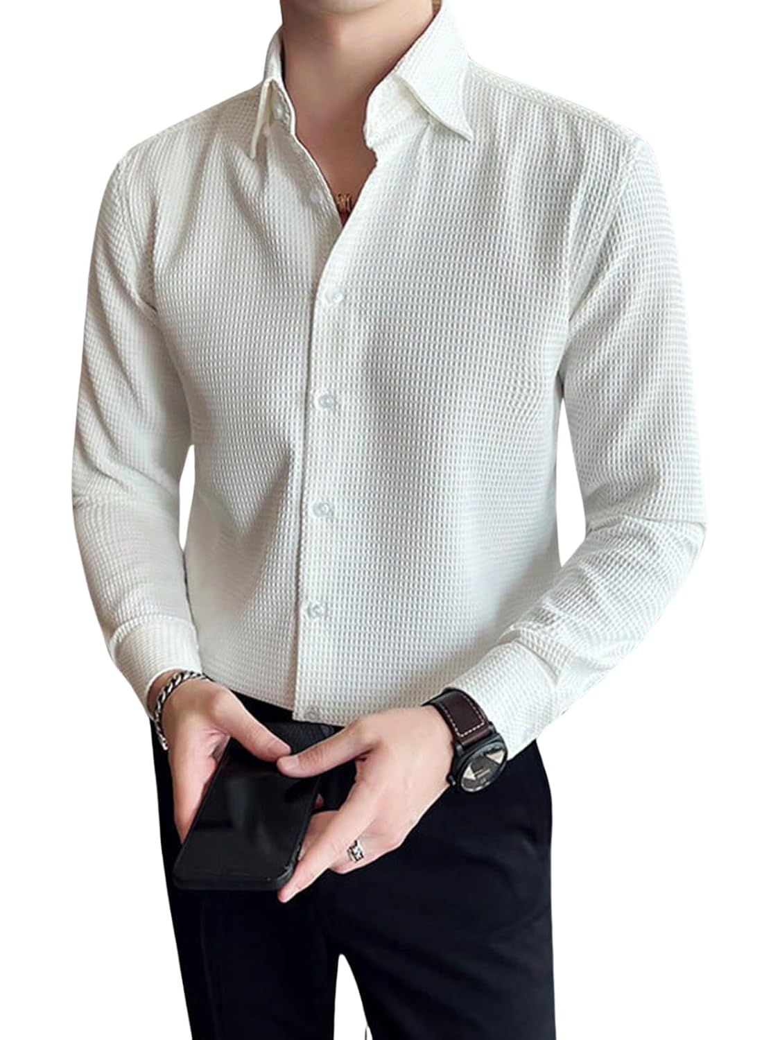 GRECIILOOKS Men’s Solid Regular Fit Shirt
