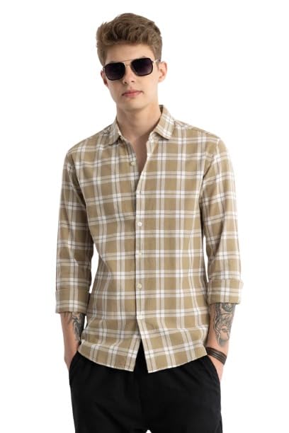 JAI TEXTILES Men’s Cotton Casual Printed Checkered Stylish Latest Shirt for Men (Brown; Medium) JAI TEXTILES Men’s Cotton Casual Printed Checkered Stylish Latest Shirt for Men (Brown; Medium)