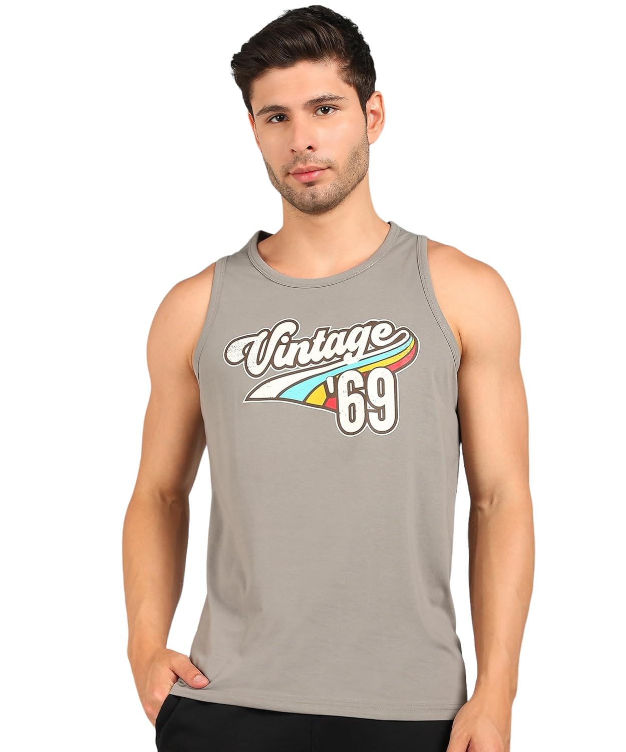 Alan Jones Clothing Printed Sleeveless T-Shirt for Men | Regular Fit | Casual, Beach & Lounge Wear | Tank Top for Summer Alan Jones Clothing Printed Sleeveless T-Shirt for Men | Regular Fit | Casual, Beach & Lounge Wear | Tank Top for Summer