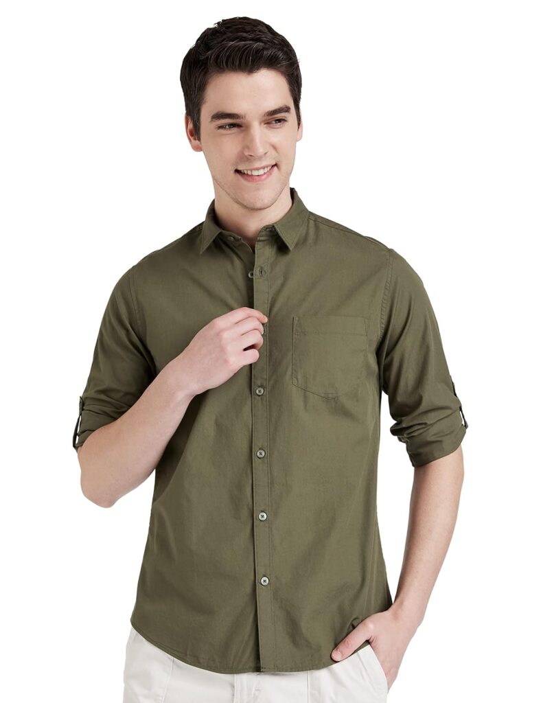 Amazon Brand – Symbol Men’s Cotton Shirt | Casual | Plain | Full Sleeve | Summer – Regular Fit (Available in Plus Size and Combo Packs)