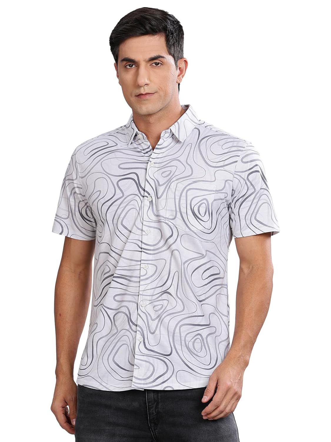 BULLMER Trendy Regular Fit Printed Half Sleeve Shirt for Men