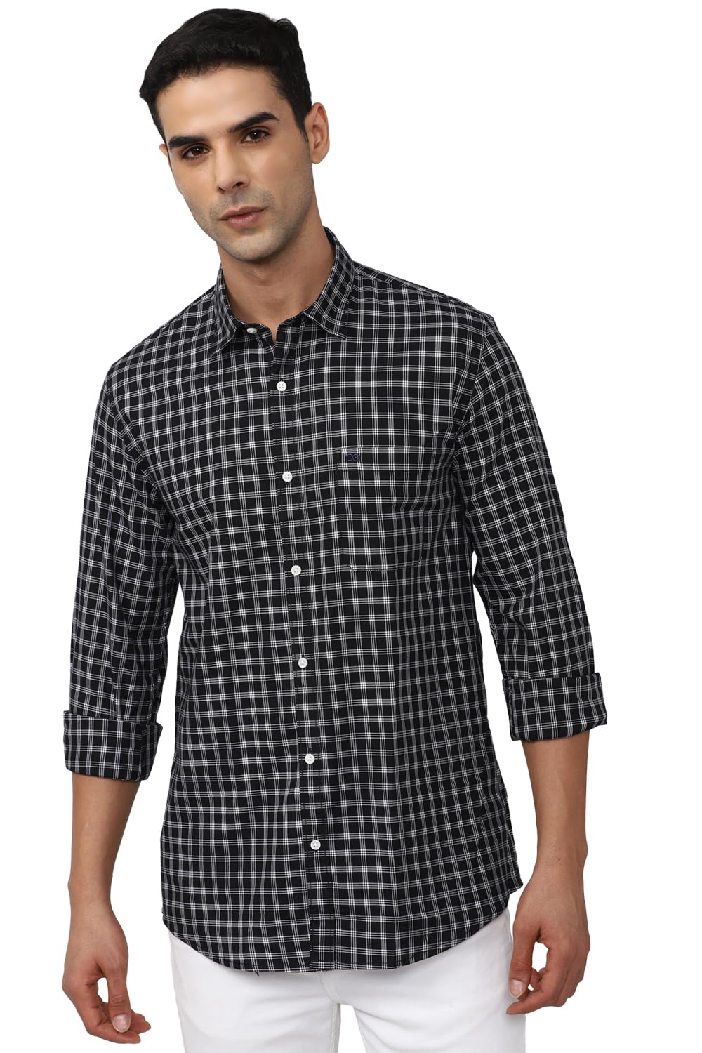 Peter England Men’s Slim Fit Full Sleeve Checkered Casual Shirt | 100% Cotton | Premium Twill Weave