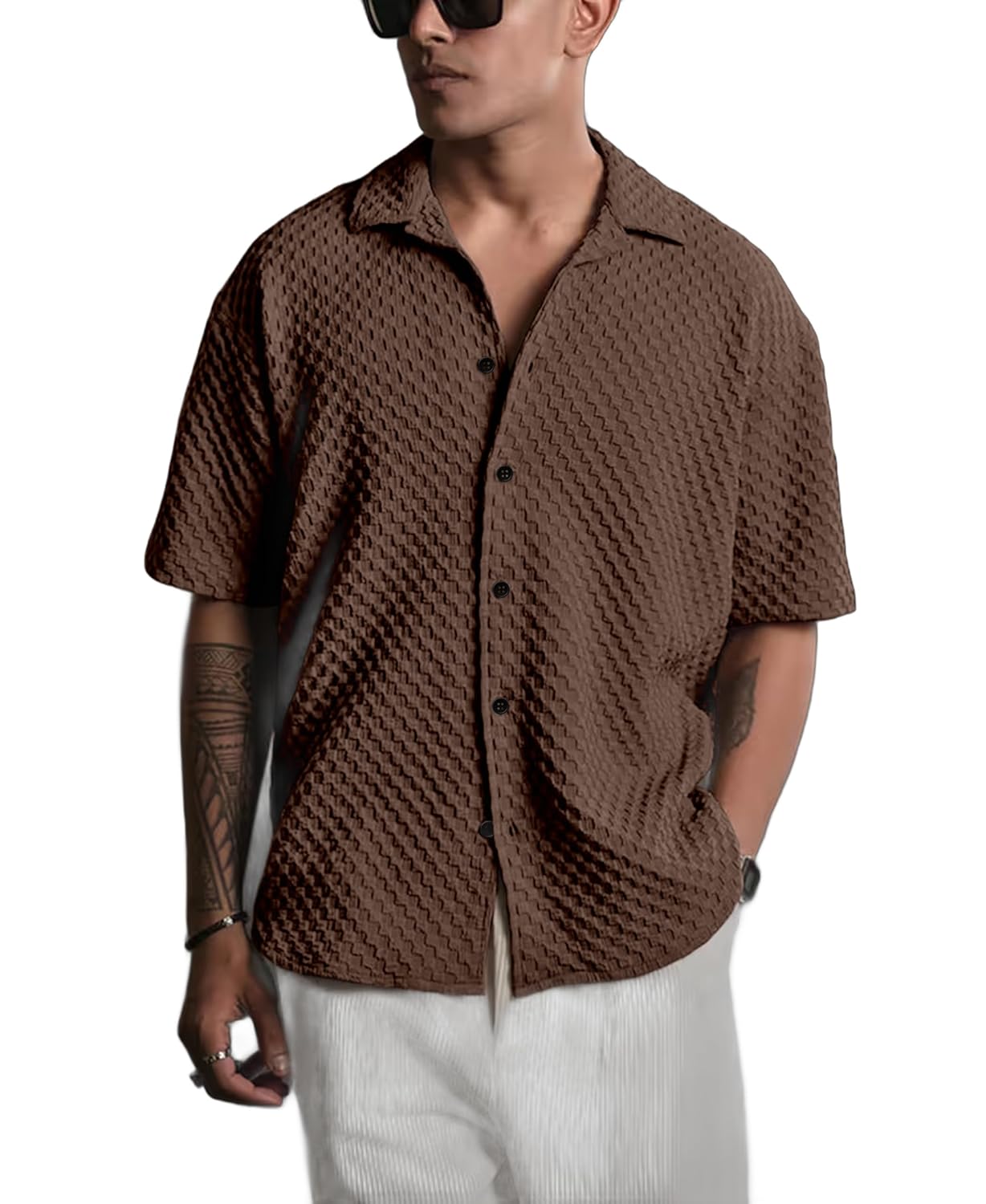 NexaFlair Casual Shirt for Men|| Shirt for Men|| Men Stylish Shirt||Button Down Shirts Half Sleeve Bubble Fashion Textured Shirt