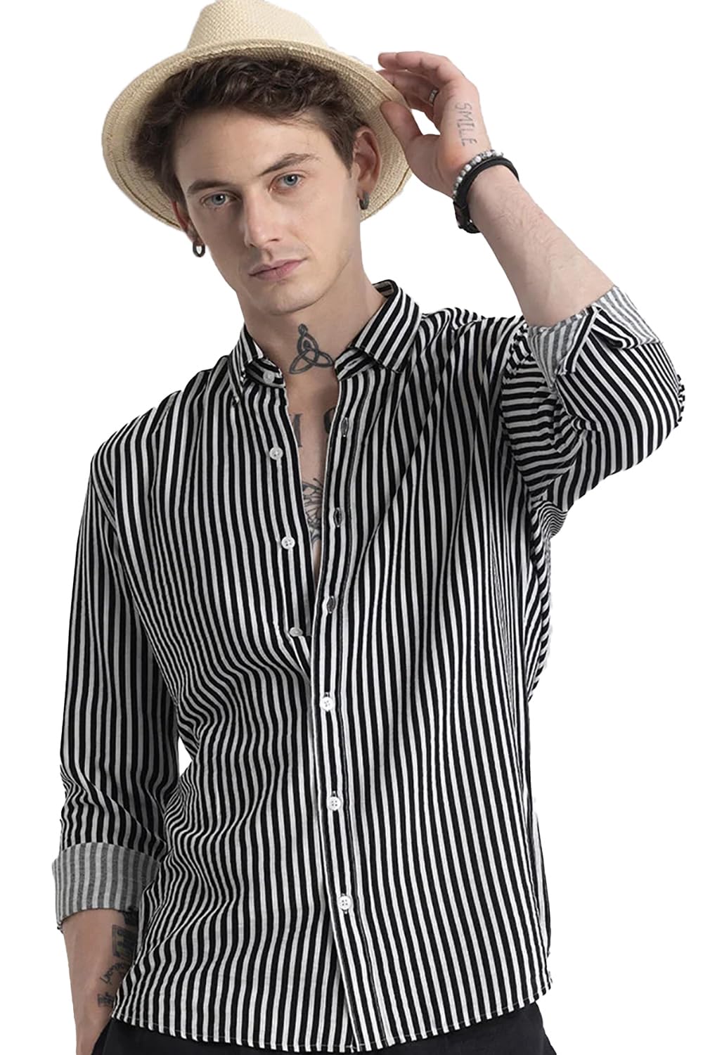 U-Turn Men’s Cotton Casual Printed Striped Stylish Latest Shirt for Men U-Turn Men’s Cotton Casual Printed Striped Stylish Latest Shirt for Men