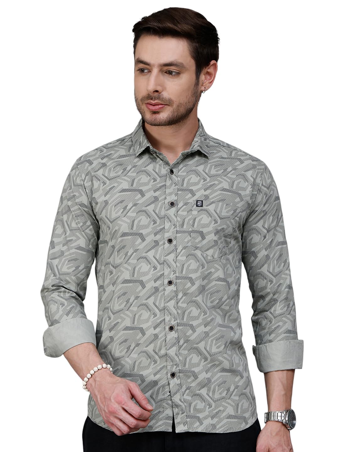 Majestic Man Printed Pure Cotton Slim Fit Casual Shirt