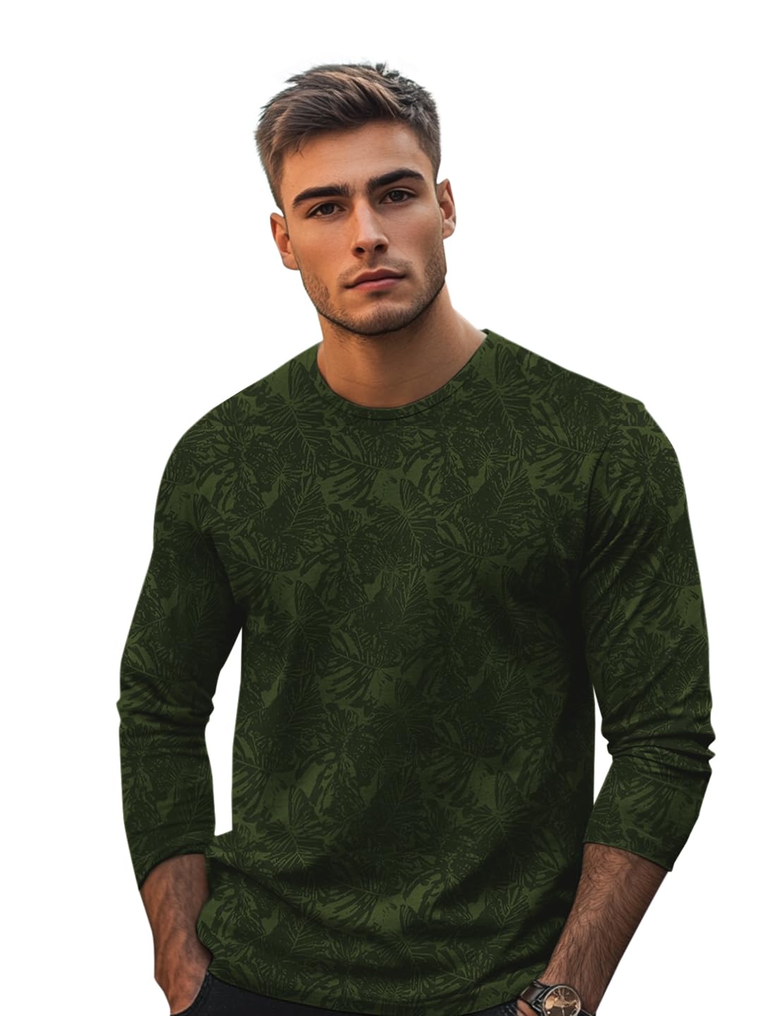 Urbano Fashion Men’s Printed Full Sleeve Slim Fit Cotton T-Shirt