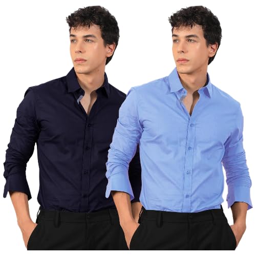 Pinkmint Cotton Soild Combo Men Shirt Formmal Wear Office Wear Regular Fit Shirt